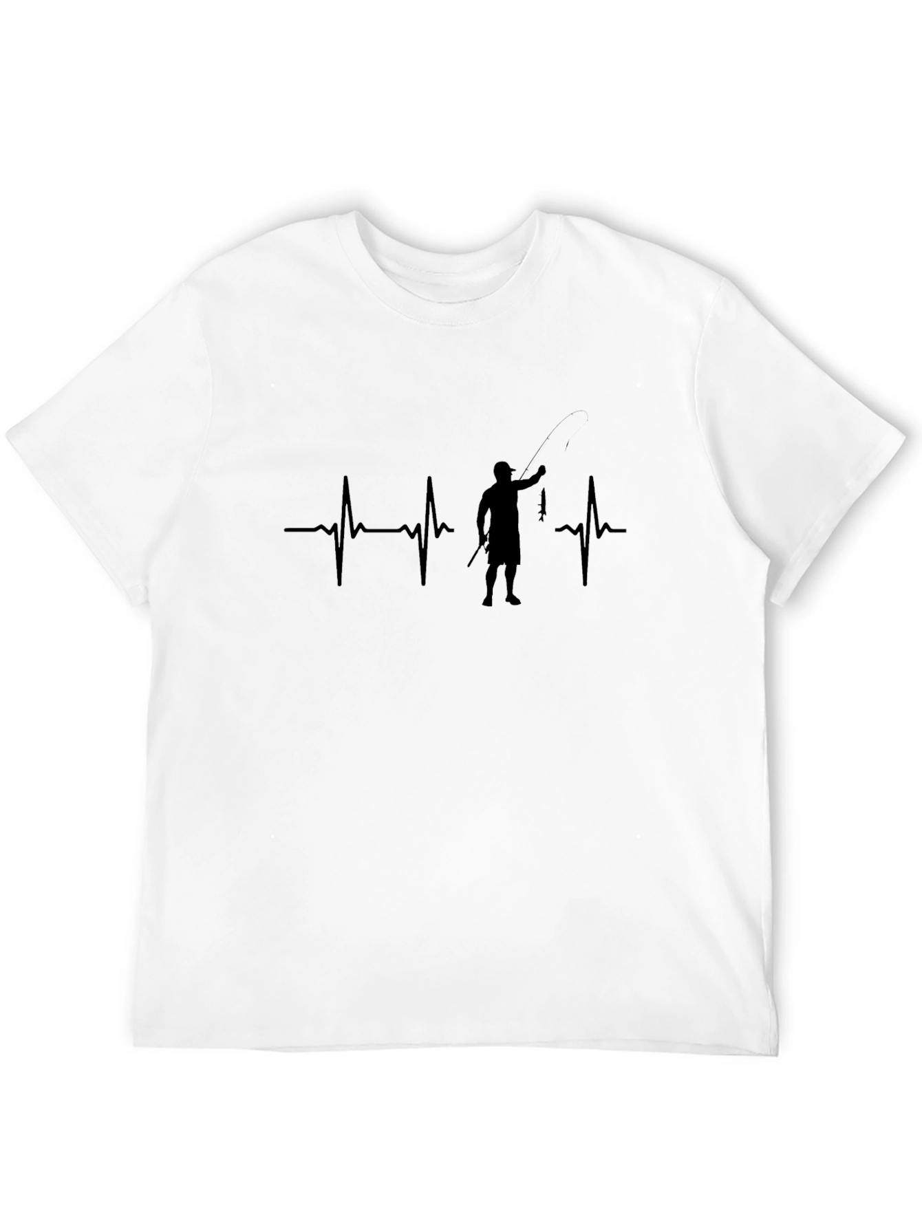 Fisherman Heartbeat Graphic Tee - Black