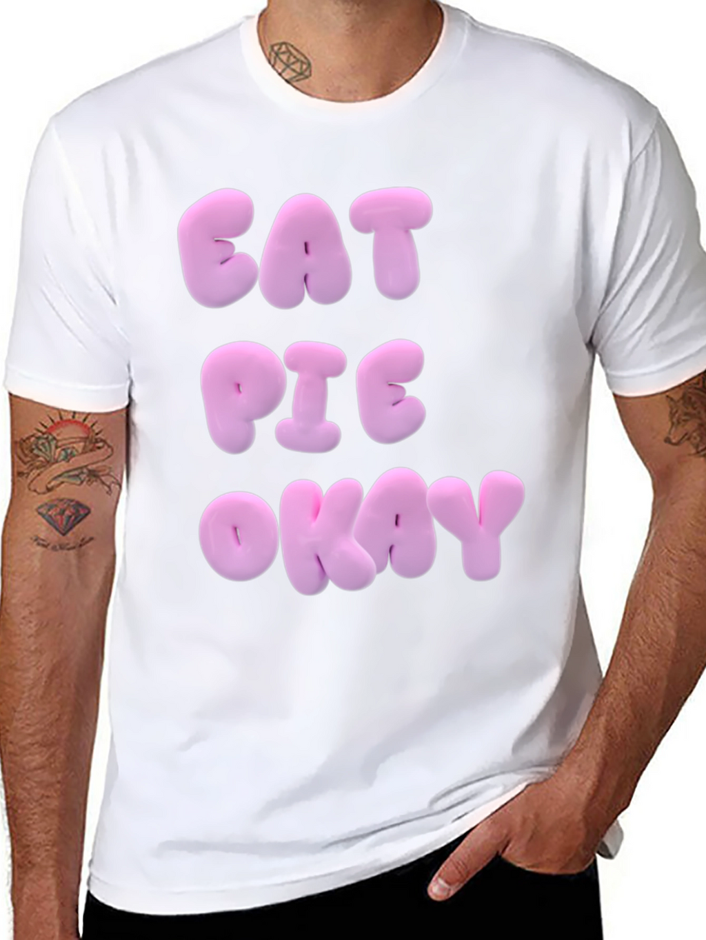 Eat Pie Okay Black Cotton T-Shirt