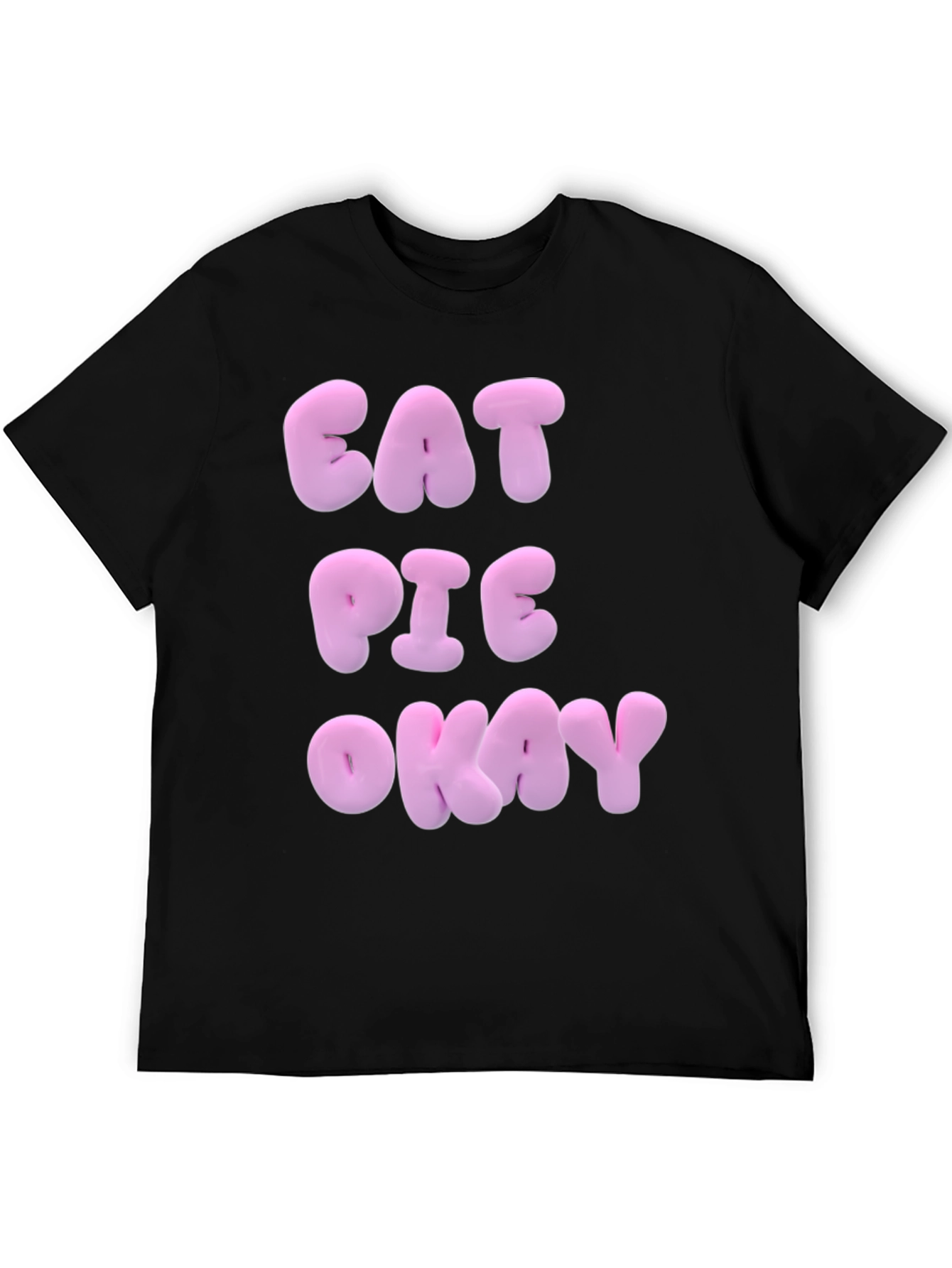 Eat Pie Okay Black Cotton T-Shirt