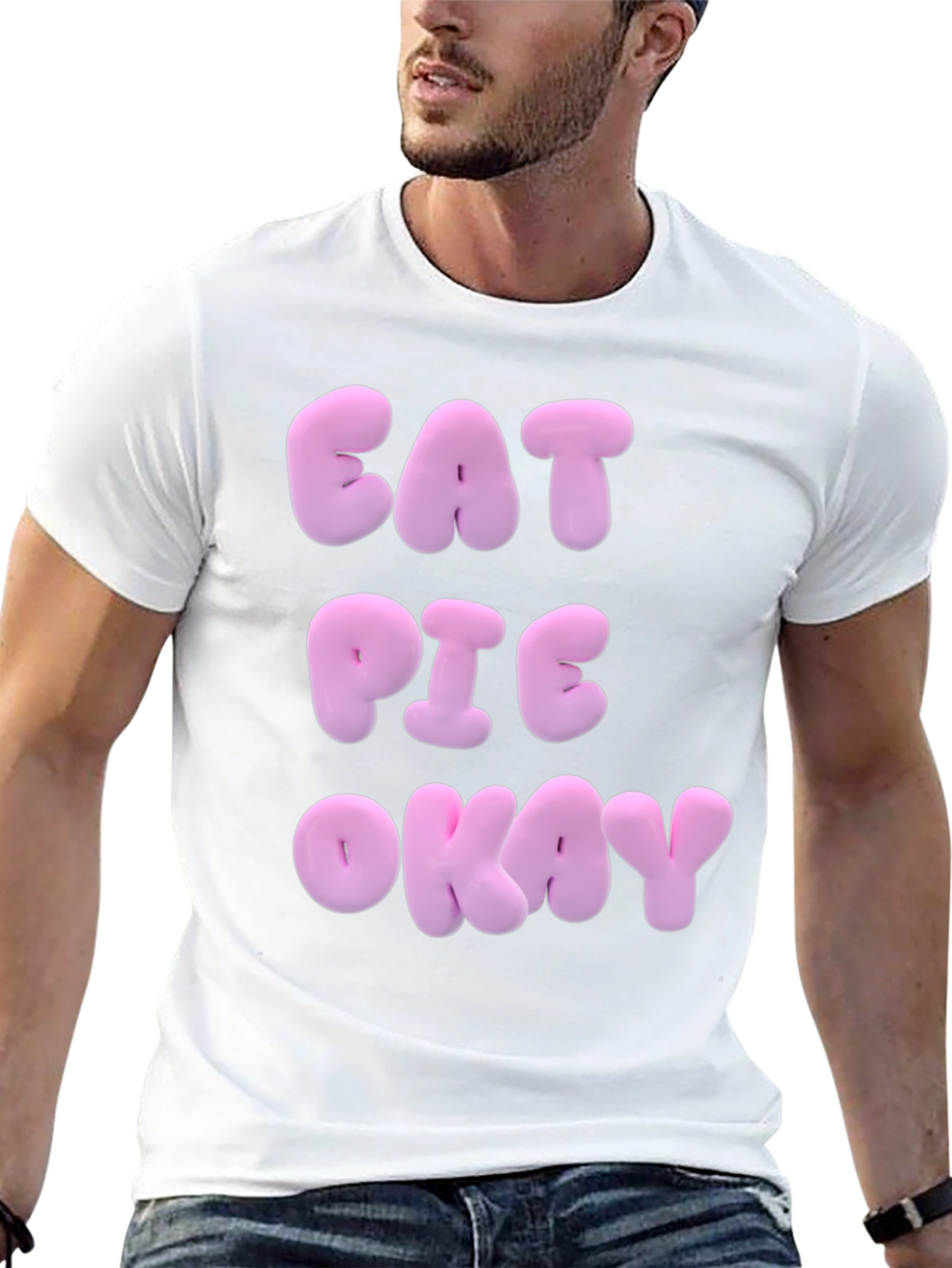Eat Pie Okay Black Cotton T-Shirt