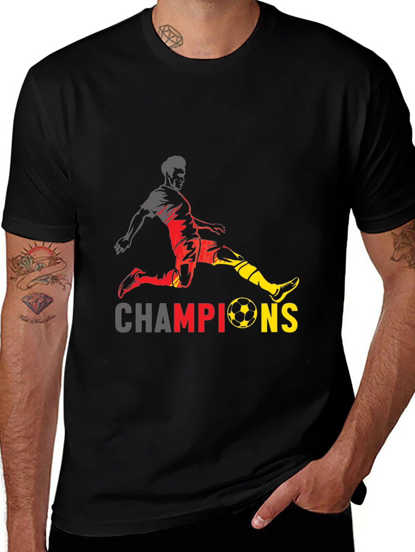 Champions Soccer Graphic T-Shirt - Black