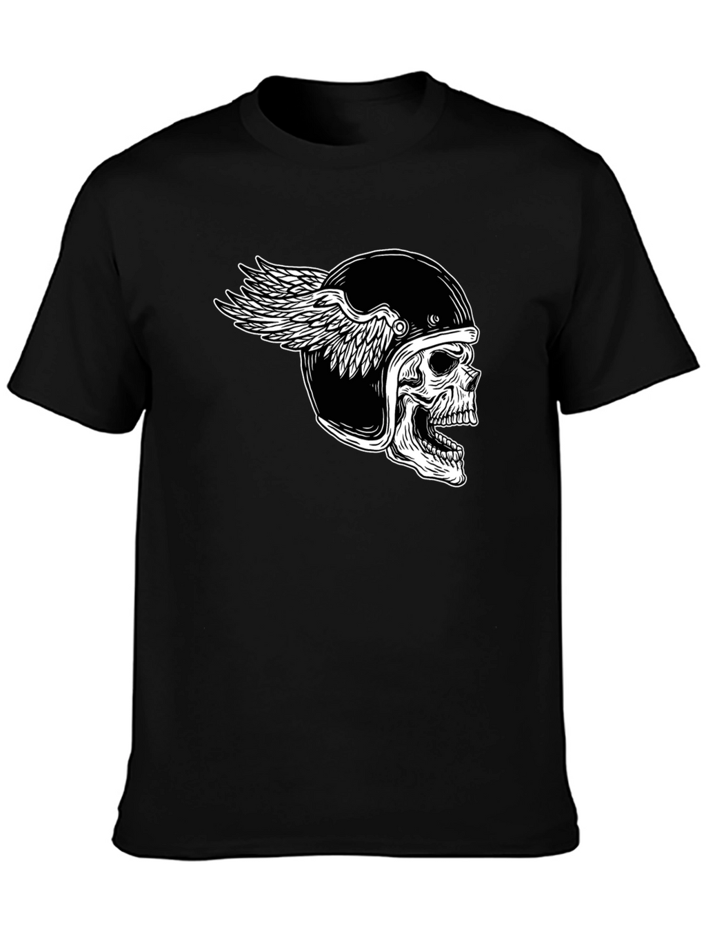 Skull Winged Helmet Black T-Shirt