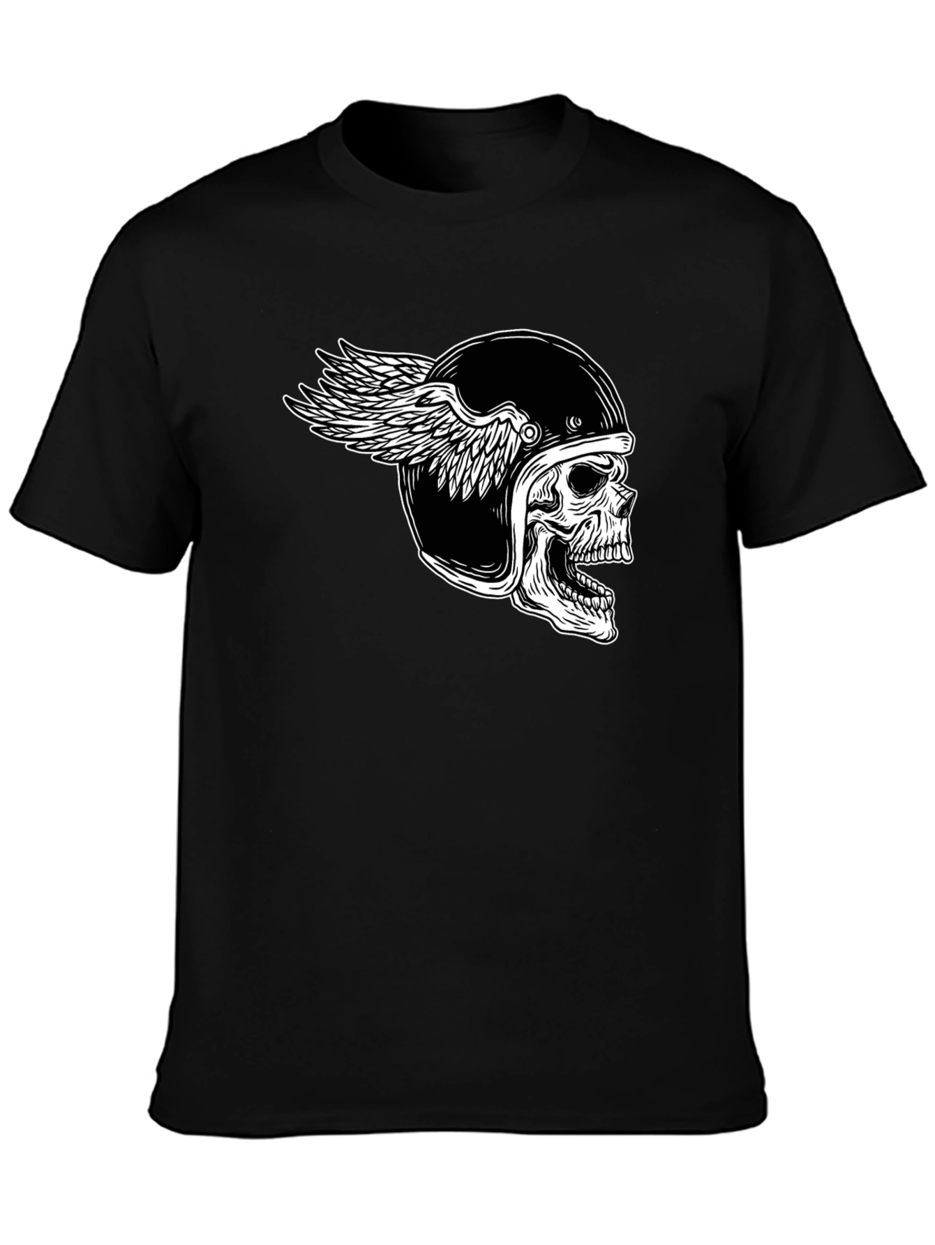 Skull Winged Helmet Black T-Shirt