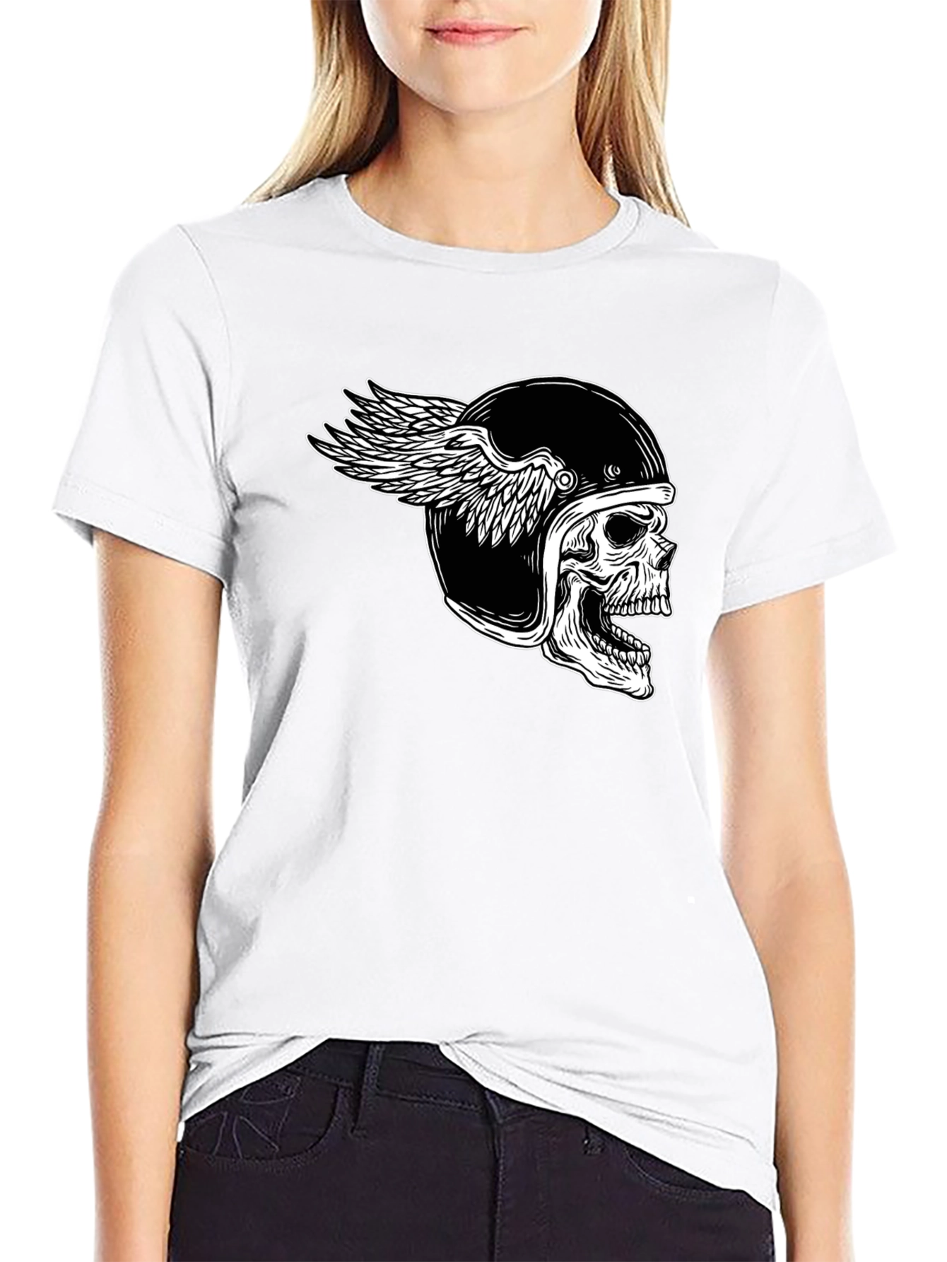 Skull Winged Helmet Black T-Shirt