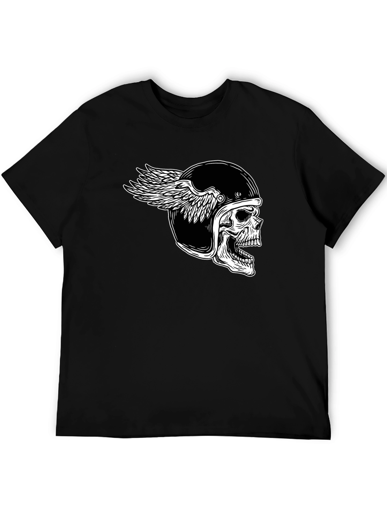 Skull Winged Helmet Black T-Shirt