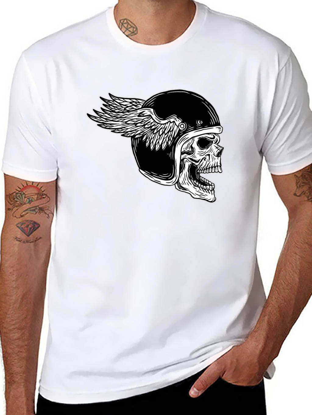 Skull Winged Helmet Black T-Shirt