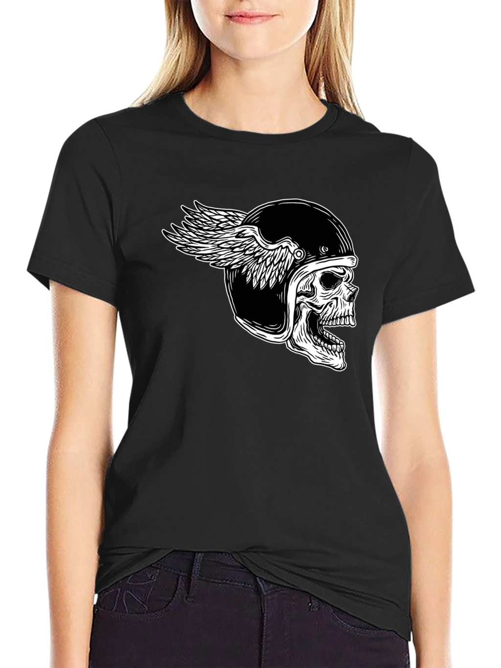 Skull Winged Helmet Black T-Shirt