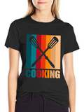 Retro Cooking Spatula Graphic Tee - Black Cotton T-Shirt