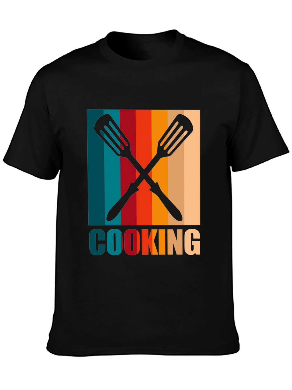 Retro Cooking Spatula Graphic Tee - Black Cotton T-Shirt