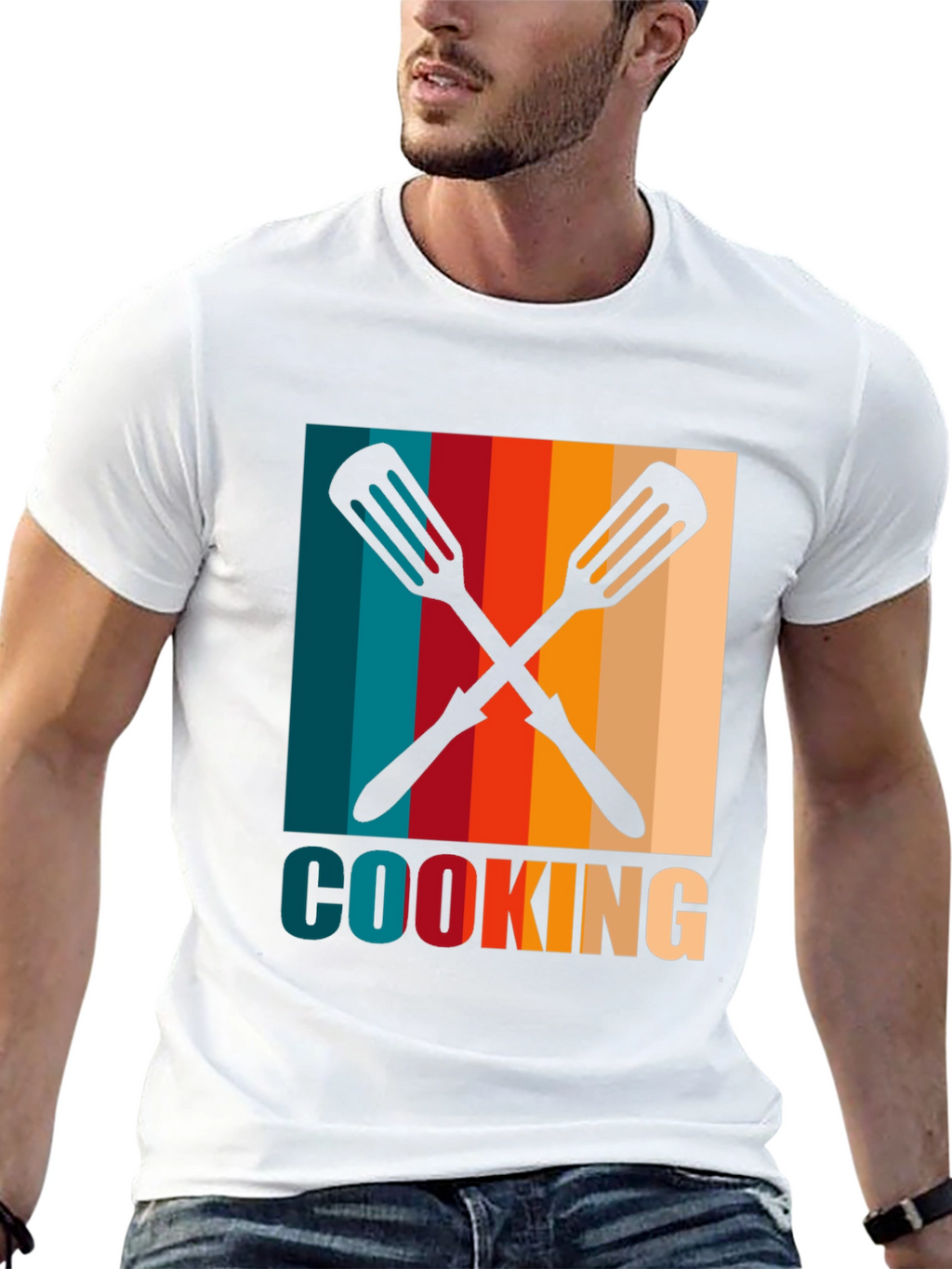 Retro Cooking Spatula Graphic Tee - Black Cotton T-Shirt