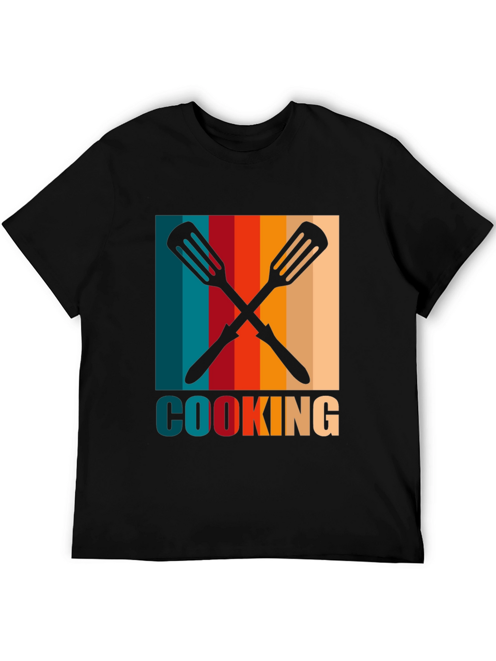 Retro Cooking Spatula Graphic Tee - Black Cotton T-Shirt