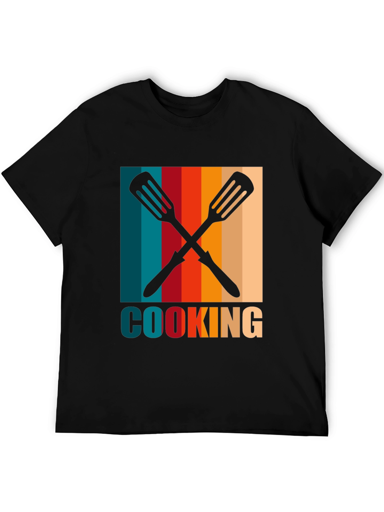 Retro Cooking Spatula Graphic Tee - Black Cotton T-Shirt