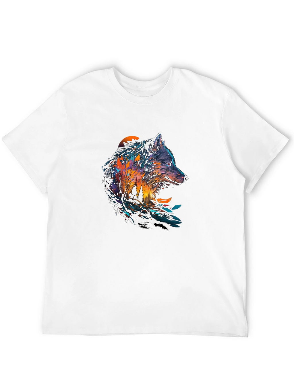 Artistic Wolf Graphic Black T-Shirt - Unique Design