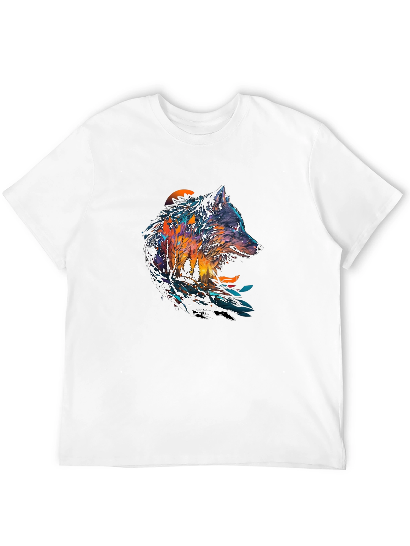 Artistic Wolf Graphic Black T-Shirt - Unique Design