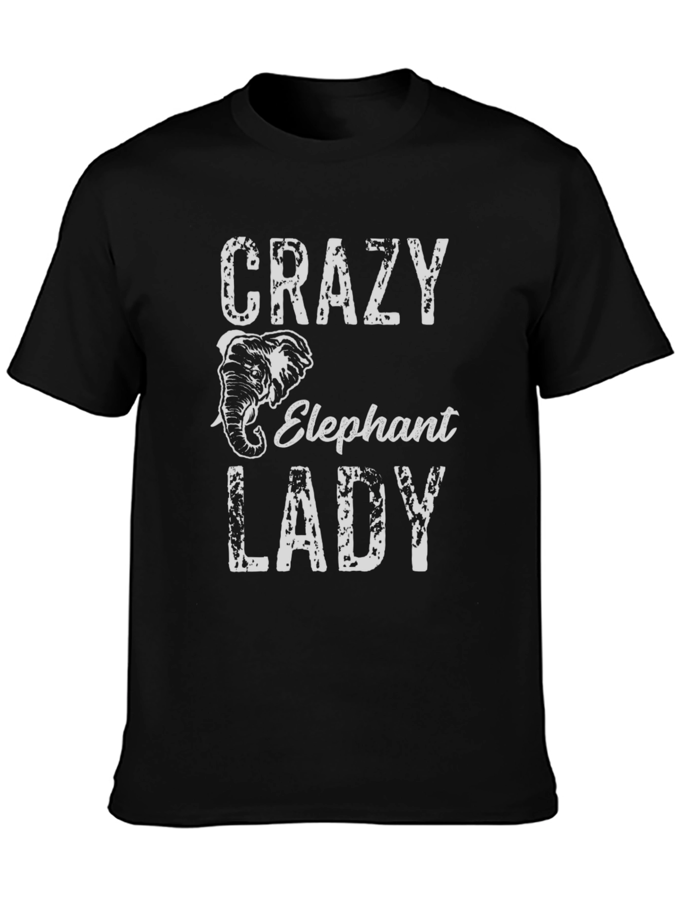 Crazy Elephant Lady Black T-Shirt