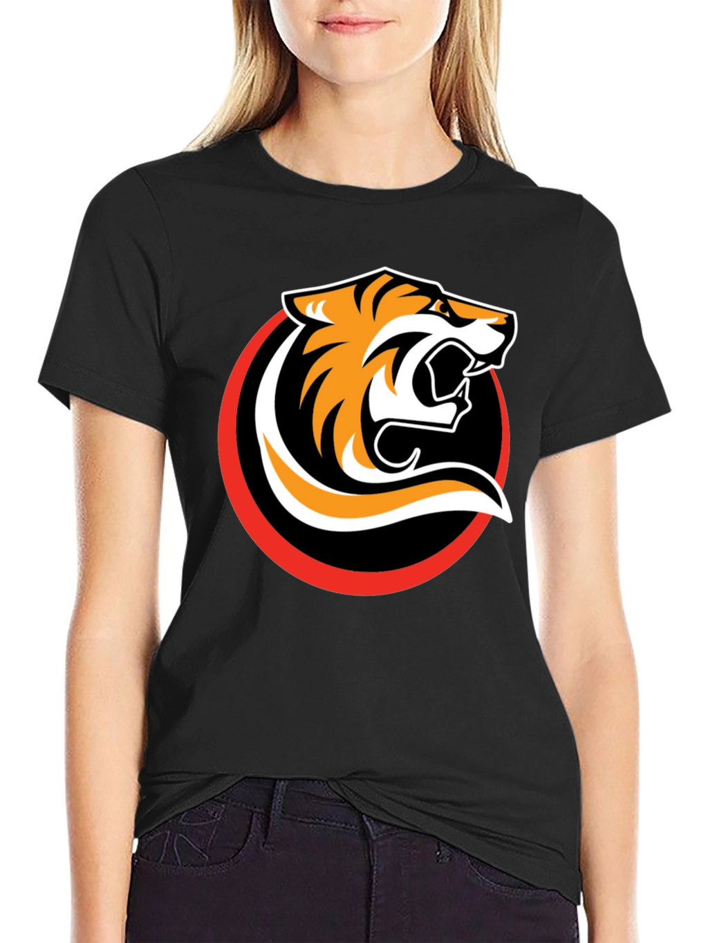 Black T-Shirt with Bold Tiger Graphic