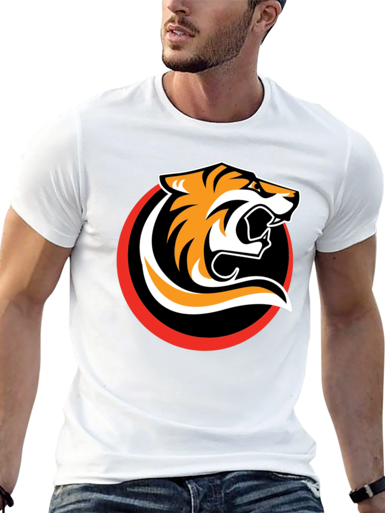 Black T-Shirt with Bold Tiger Graphic