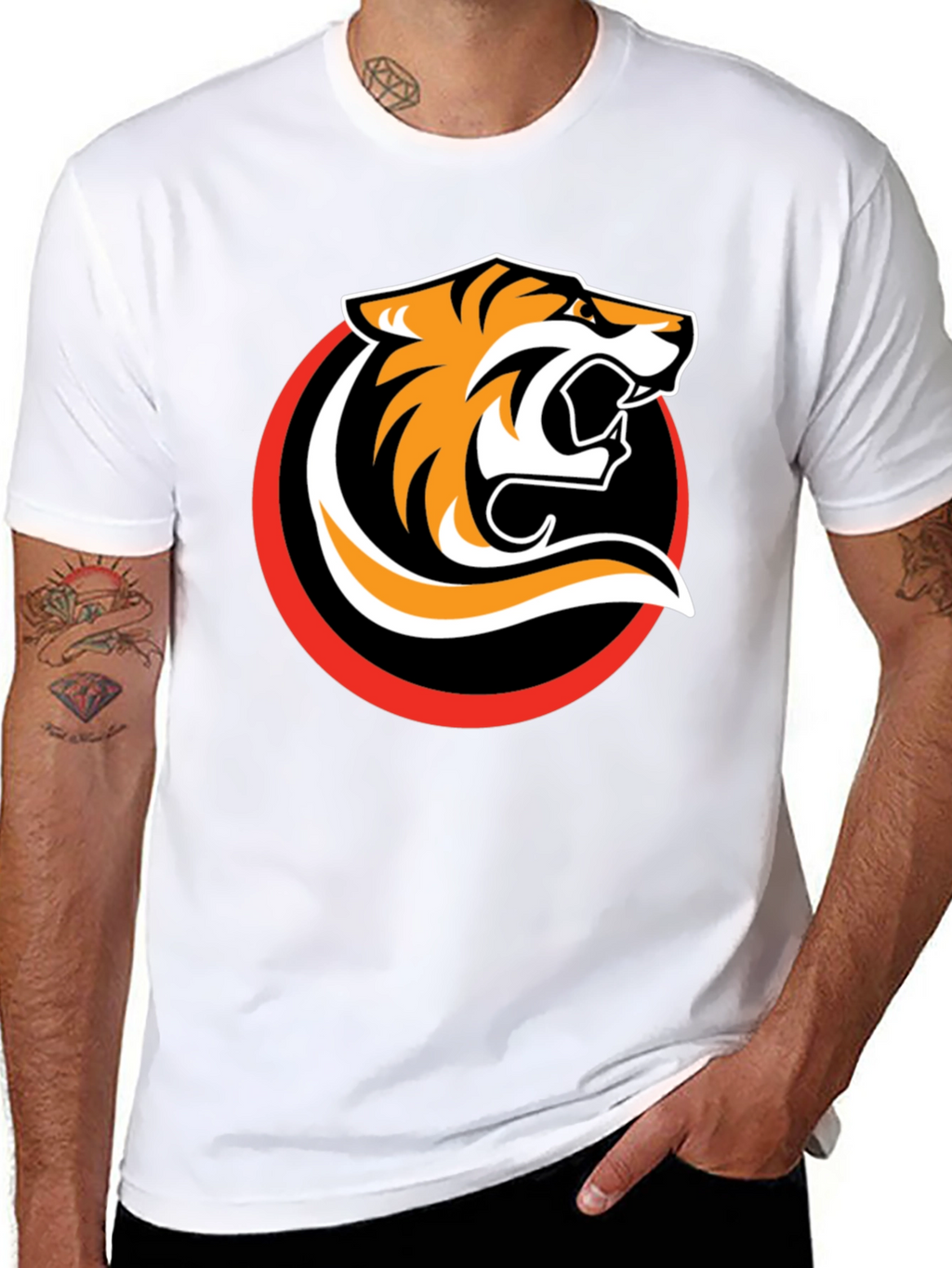 Black T-Shirt with Bold Tiger Graphic