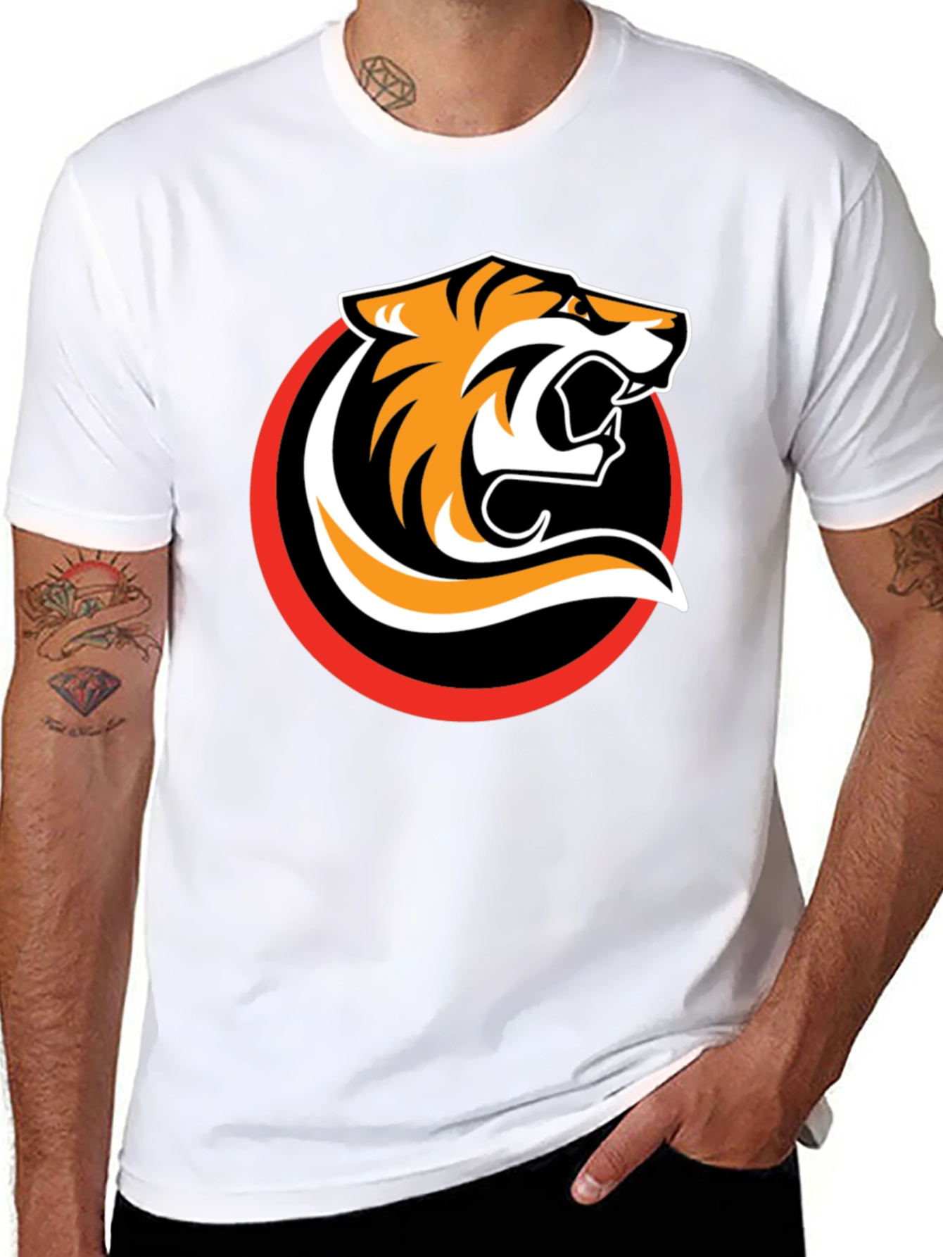 Black T-Shirt with Bold Tiger Graphic