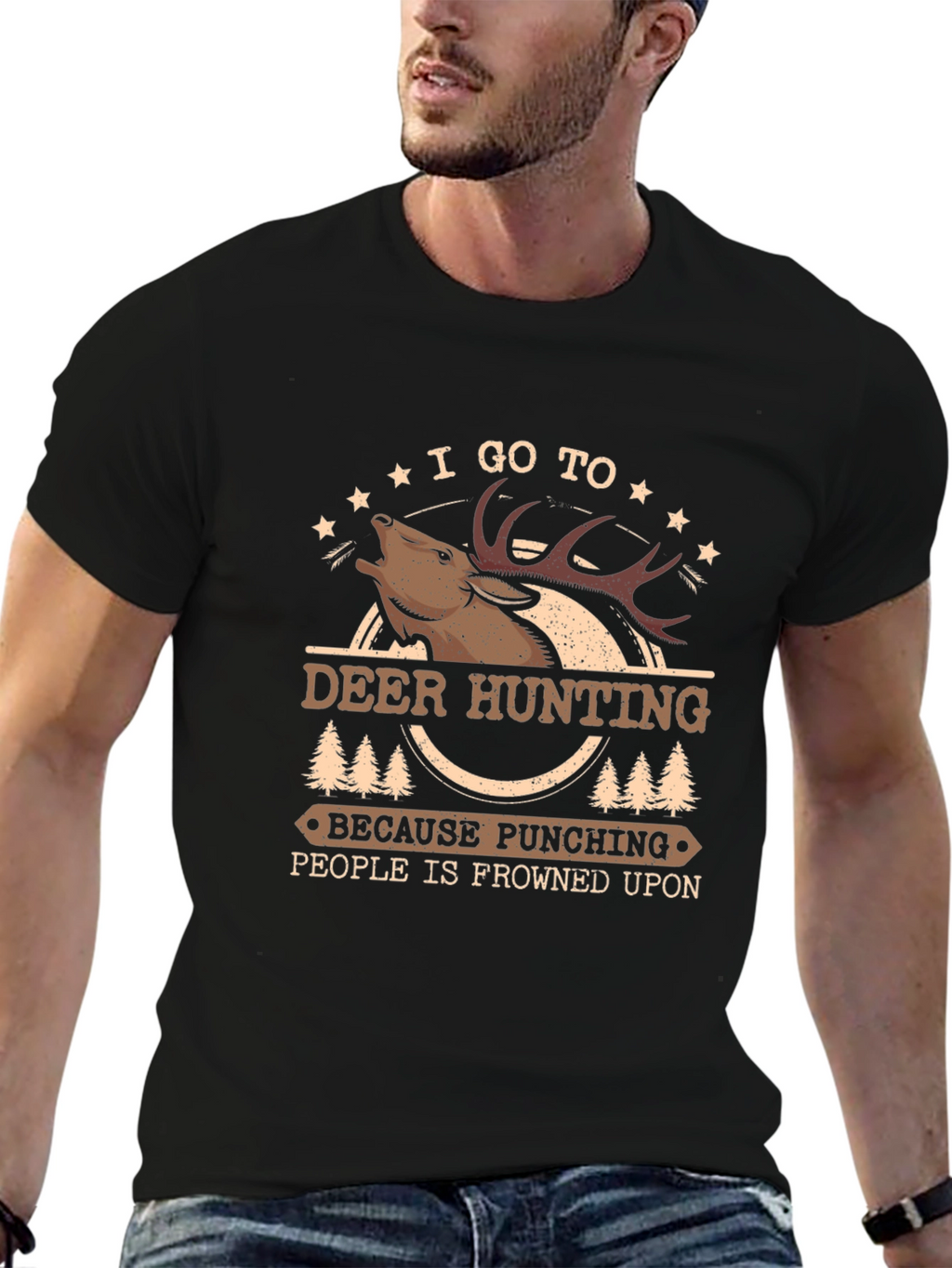 Deer Hunting Graphic Tee - Punching is Frowned Upon