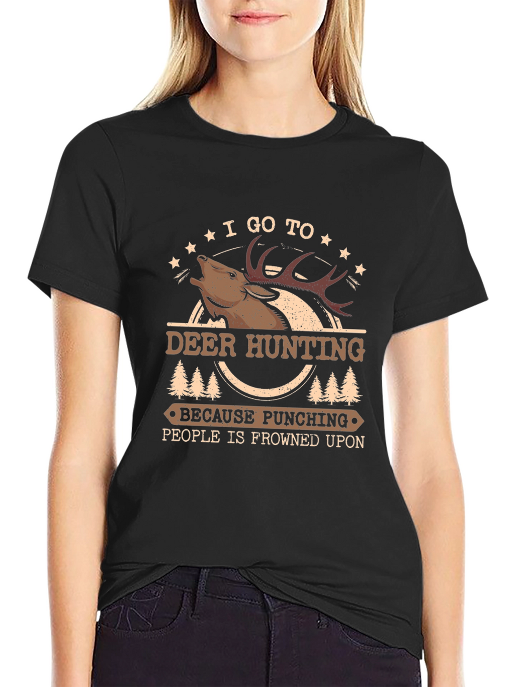 Deer Hunting Graphic Tee - Punching is Frowned Upon