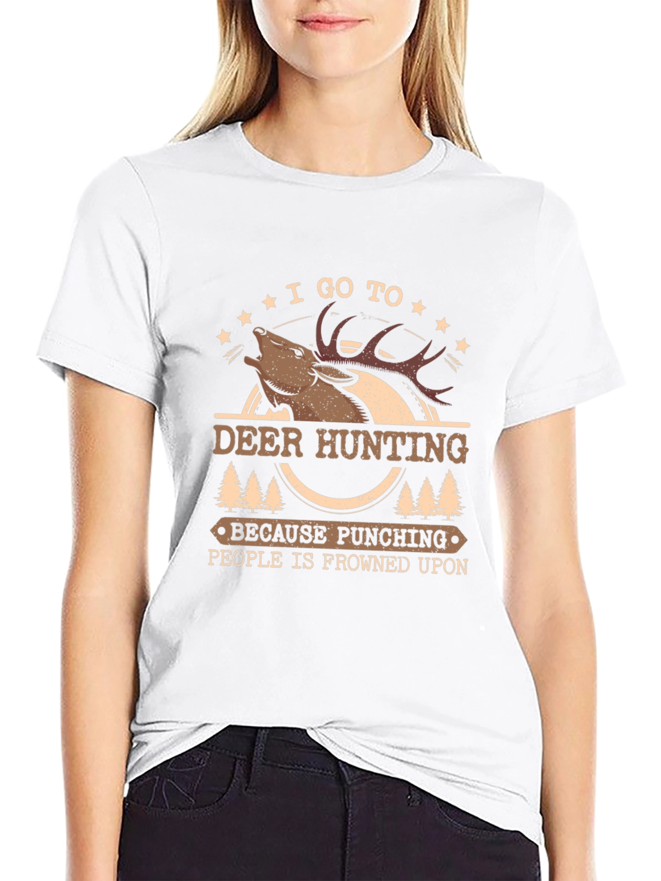 Deer Hunting Graphic Tee - Punching is Frowned Upon
