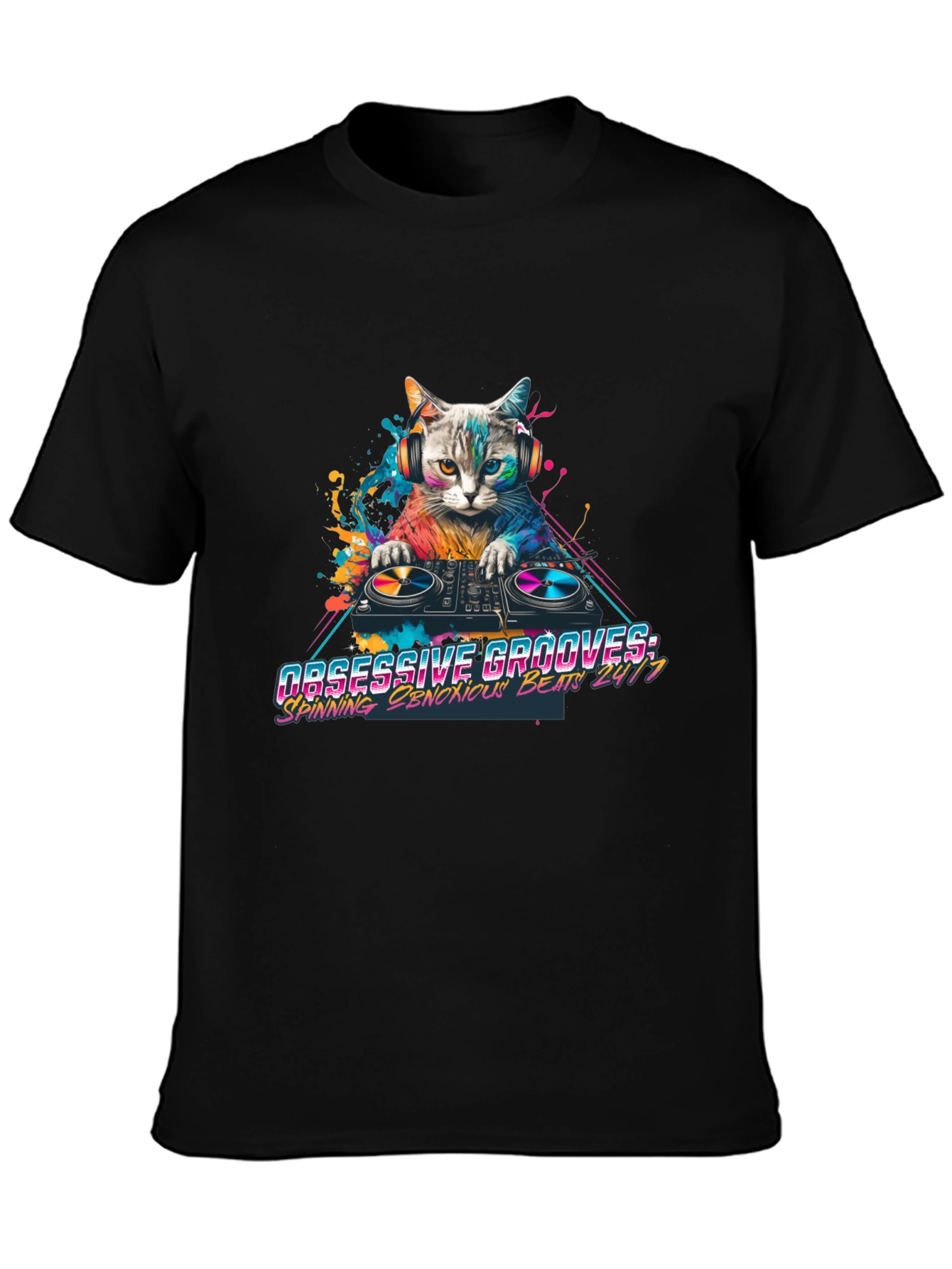 DJ Cat Graphic Tee - Obsessive Grooves
