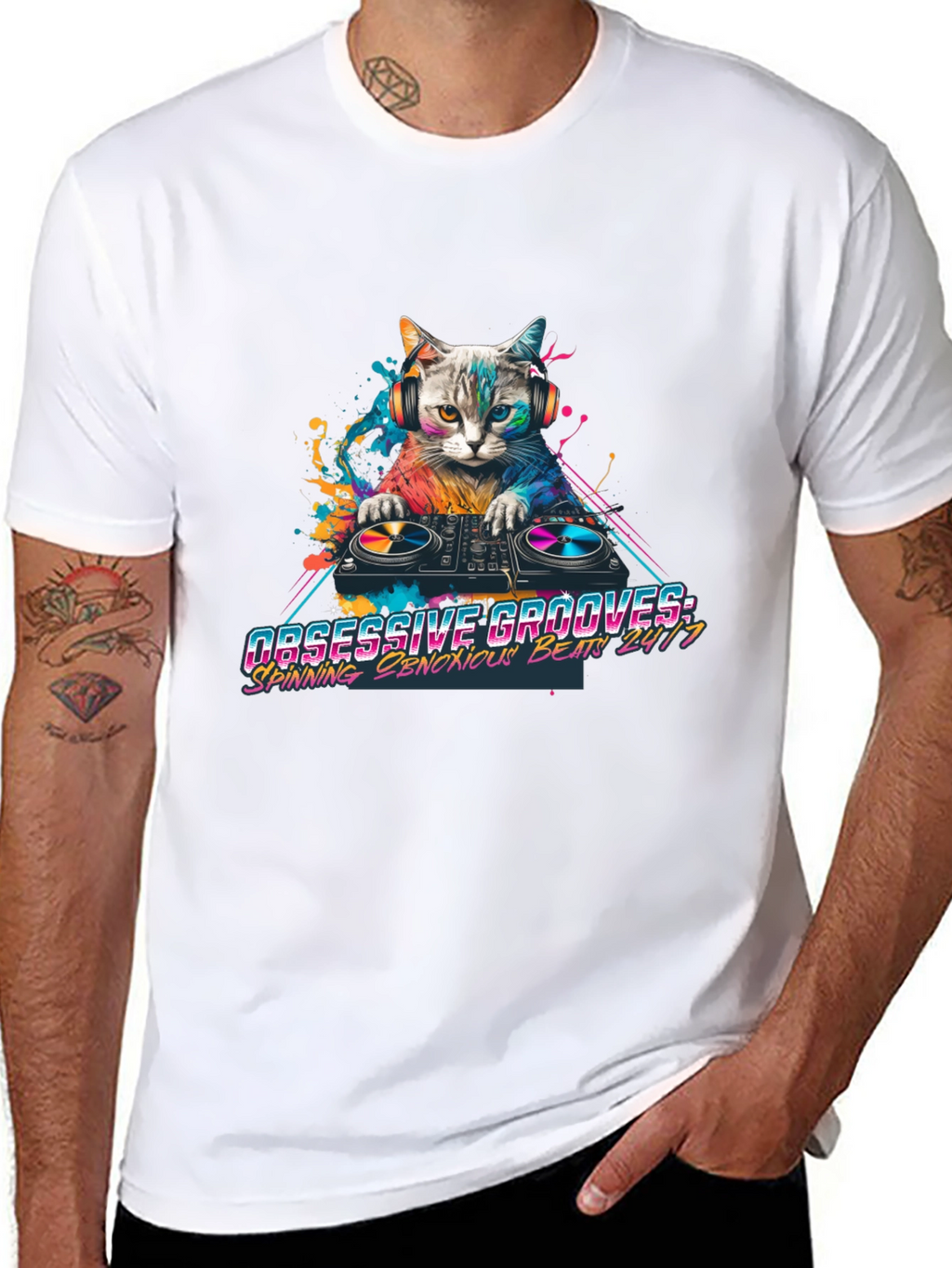 DJ Cat Graphic Tee - Obsessive Grooves