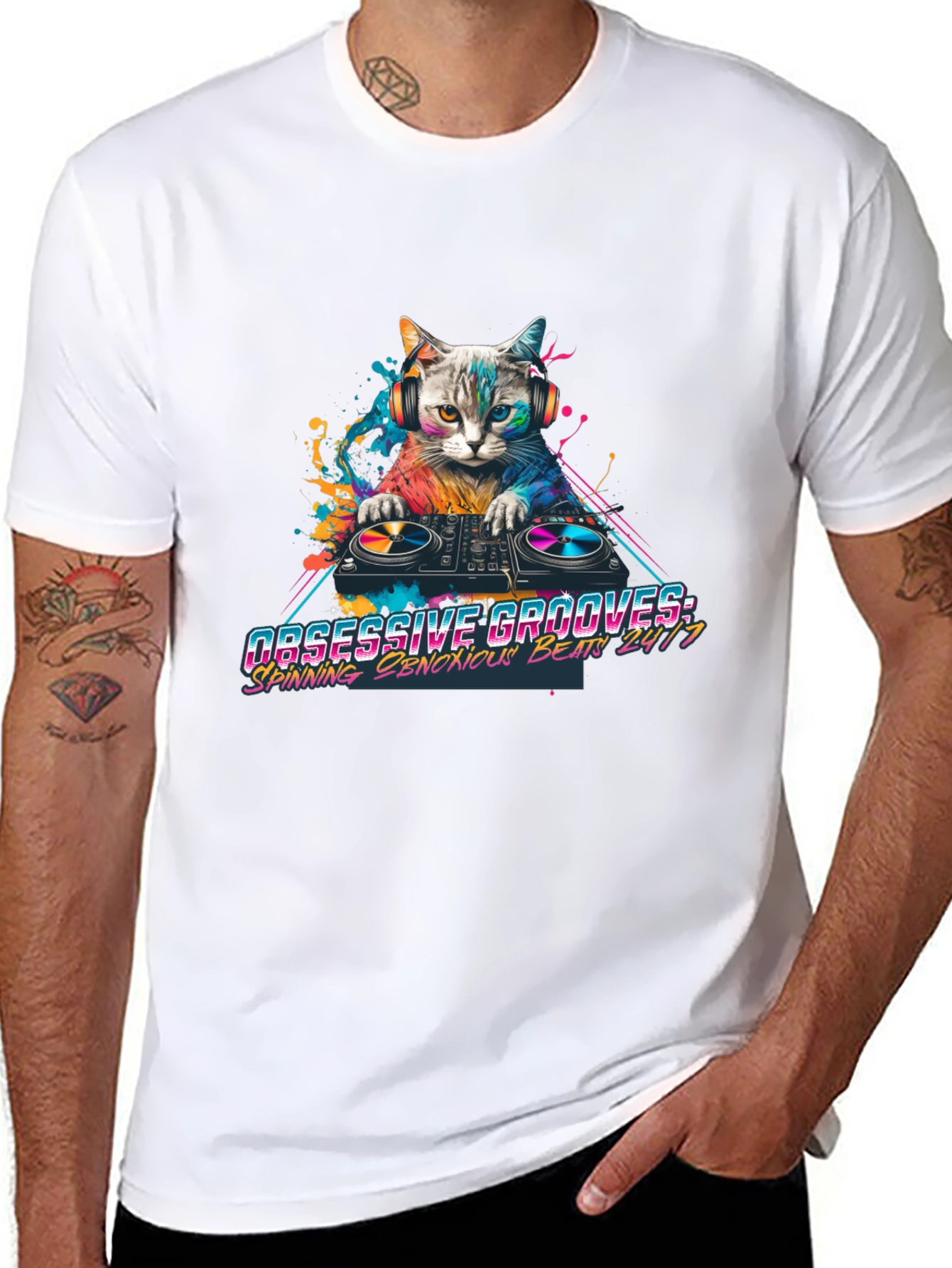 DJ Cat Graphic Tee - Obsessive Grooves