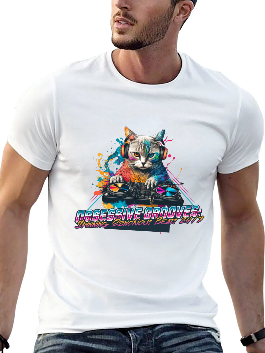 DJ Cat Graphic Tee - Obsessive Grooves