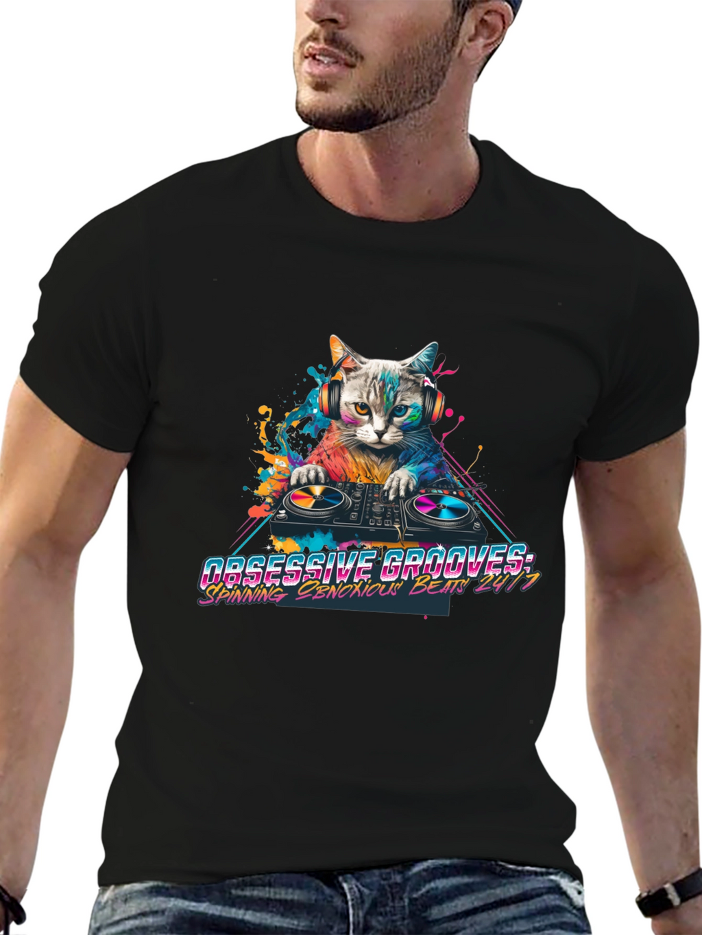 DJ Cat Graphic Tee - Obsessive Grooves