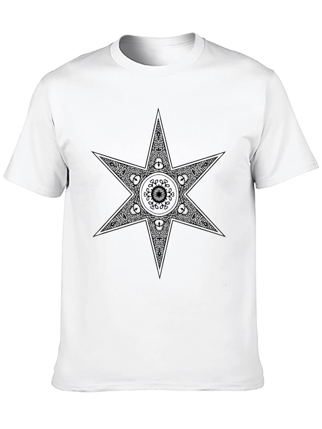 Geometric Star Design Black T-Shirt