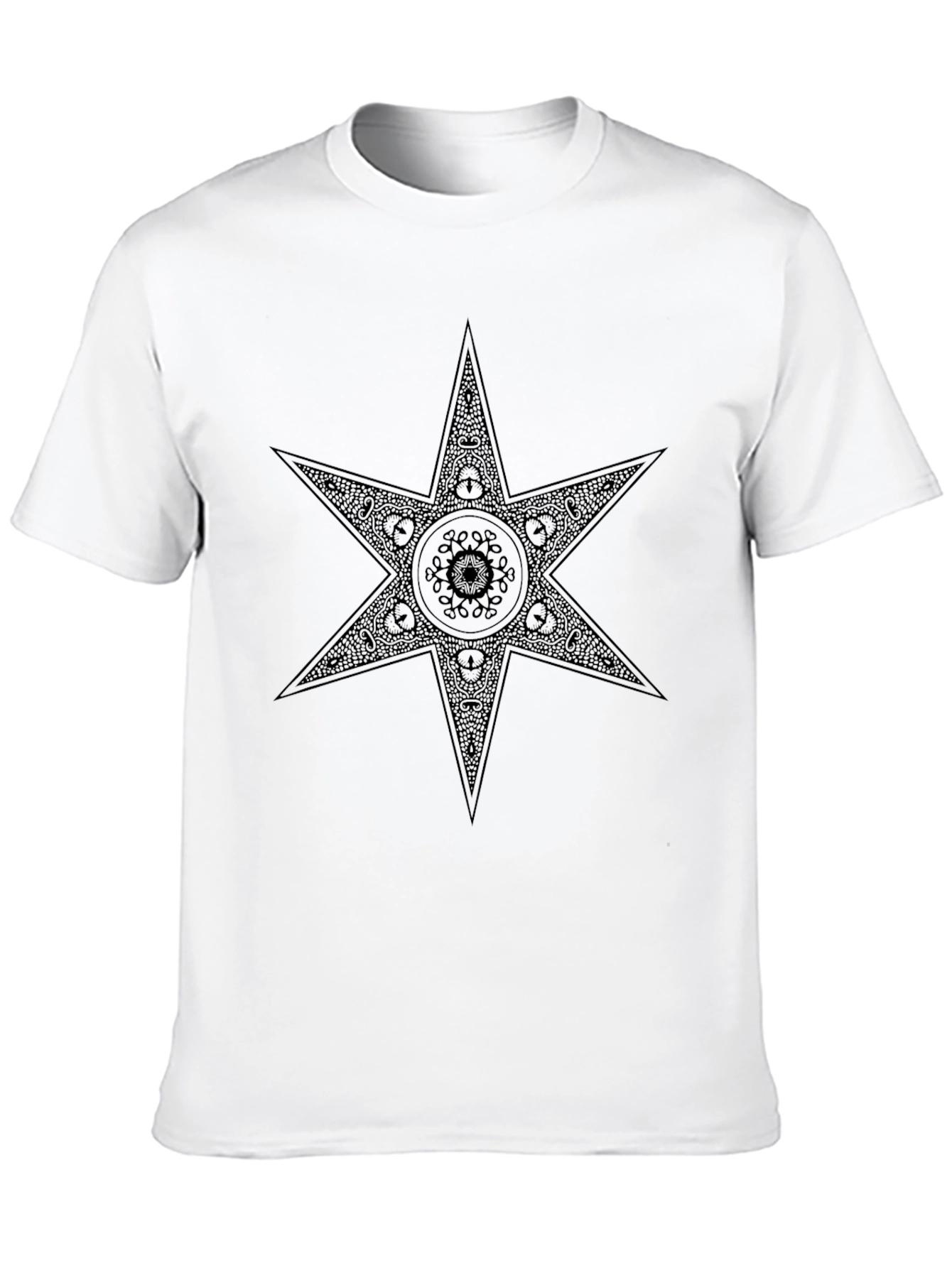 Geometric Star Design Black T-Shirt