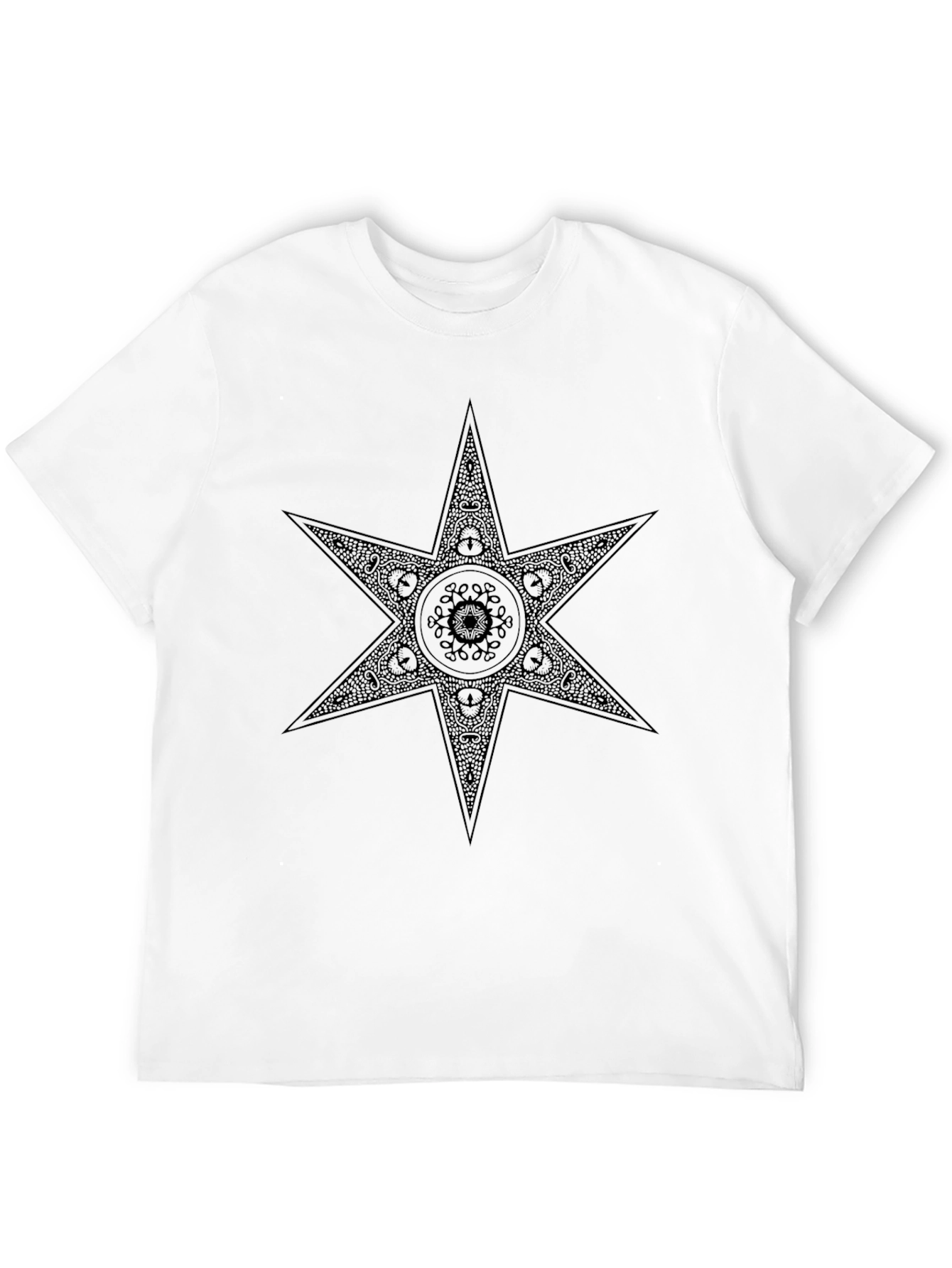 Geometric Star Design Black T-Shirt