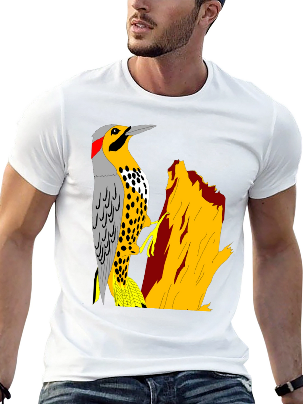 Woodpecker Graphic Tee - Nature Lovers Black T-Shirt
