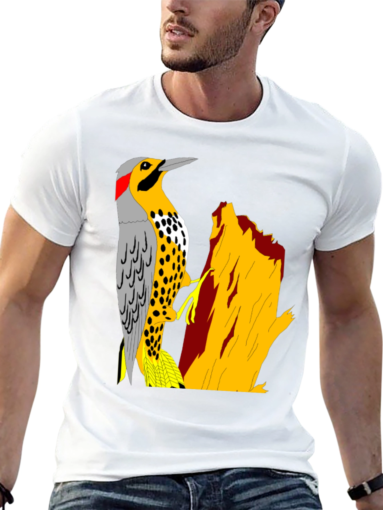 Woodpecker Graphic Tee - Nature Lovers Black T-Shirt