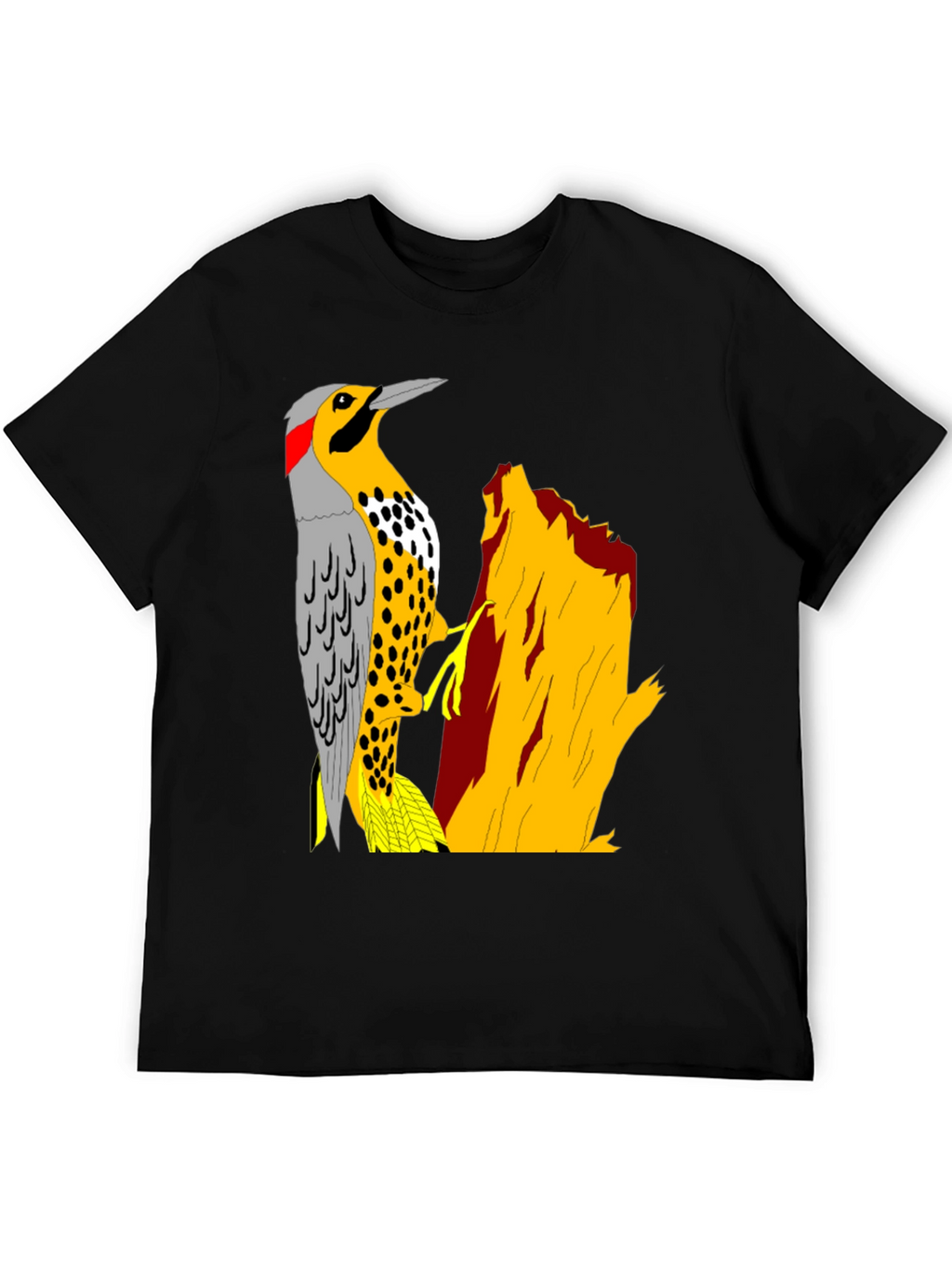Woodpecker Graphic Tee - Nature Lovers Black T-Shirt