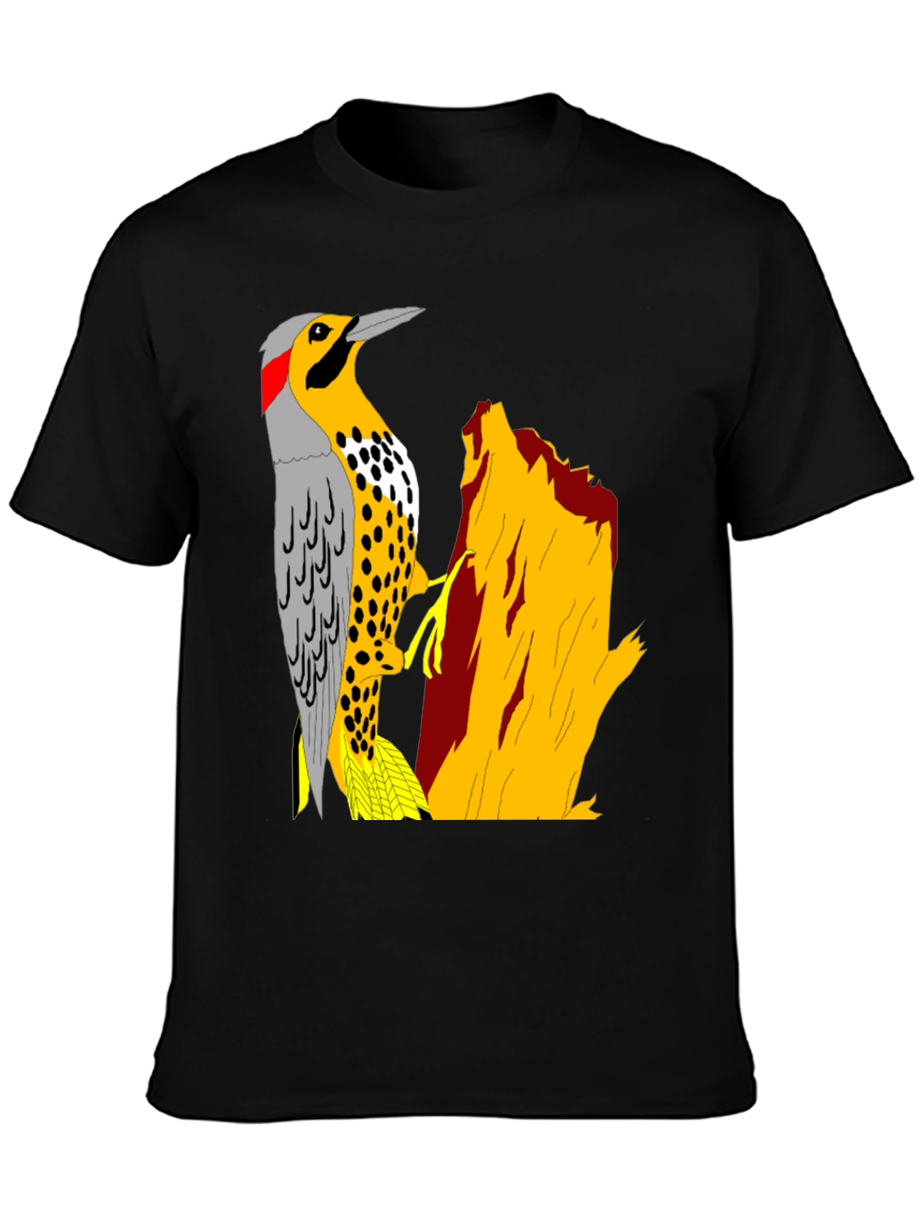 Woodpecker Graphic Tee - Nature Lovers Black T-Shirt