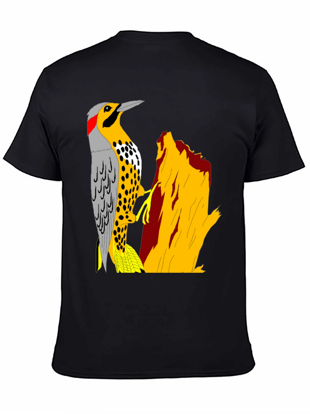 Woodpecker Graphic Tee - Nature Lovers Black T-Shirt
