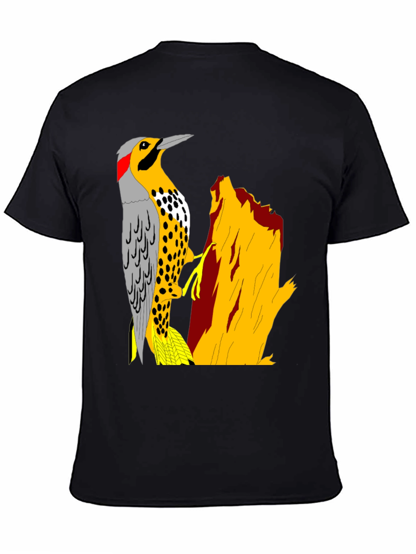 Woodpecker Graphic Tee - Nature Lovers Black T-Shirt