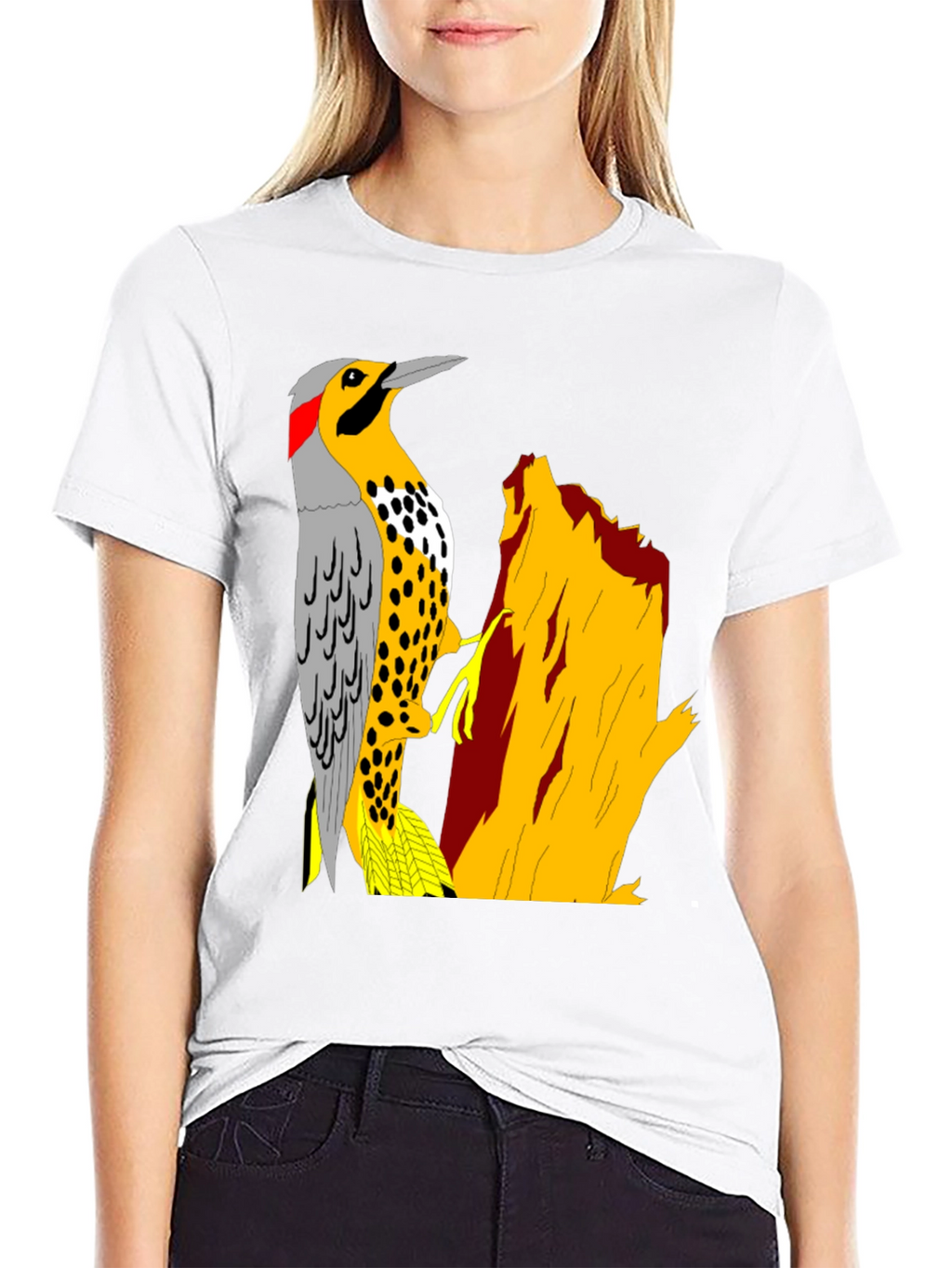 Woodpecker Graphic Tee - Nature Lovers Black T-Shirt