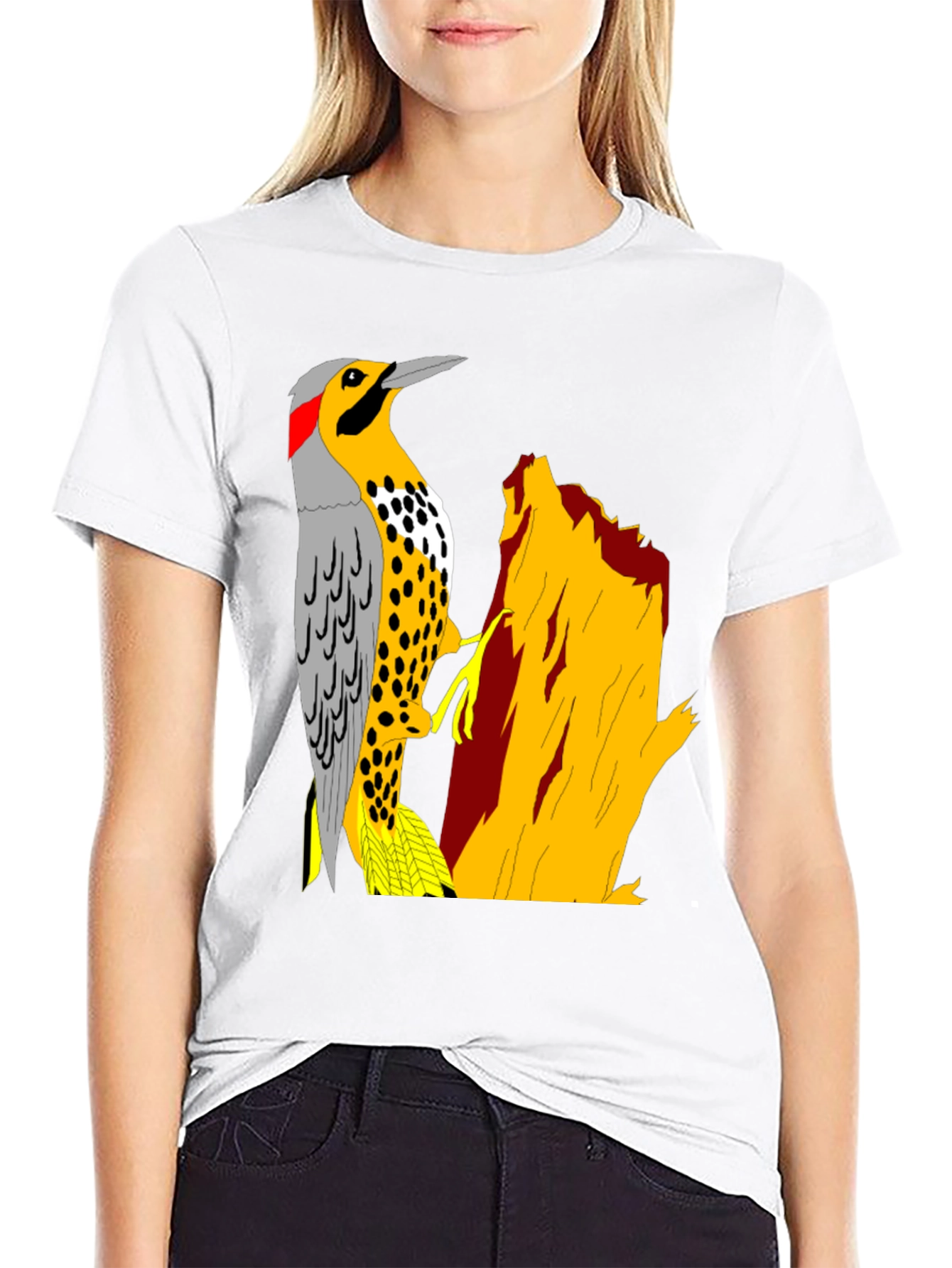 Woodpecker Graphic Tee - Nature Lovers Black T-Shirt