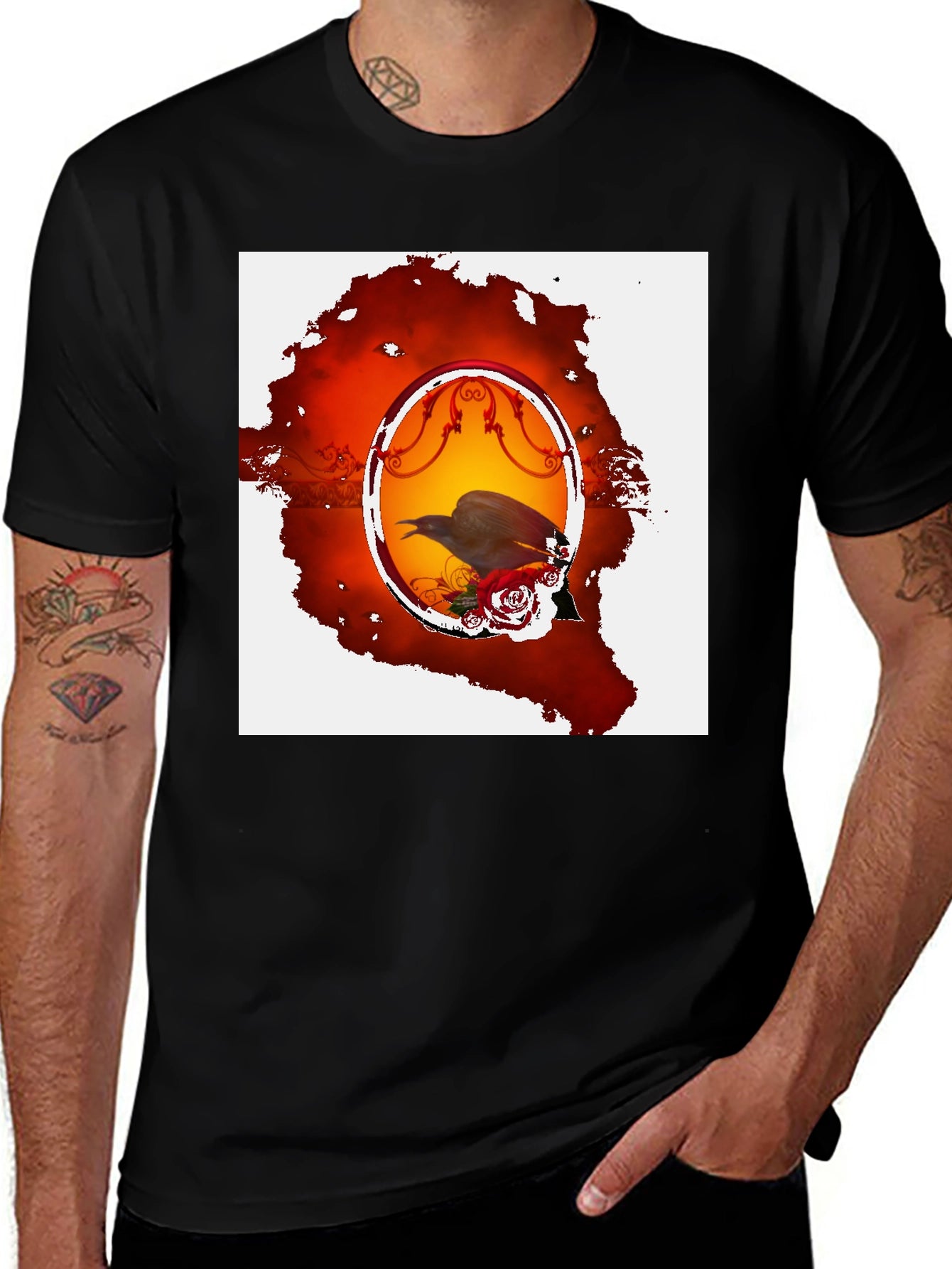 Raven & Roses Graphic Tee - Gothic Style Shirt