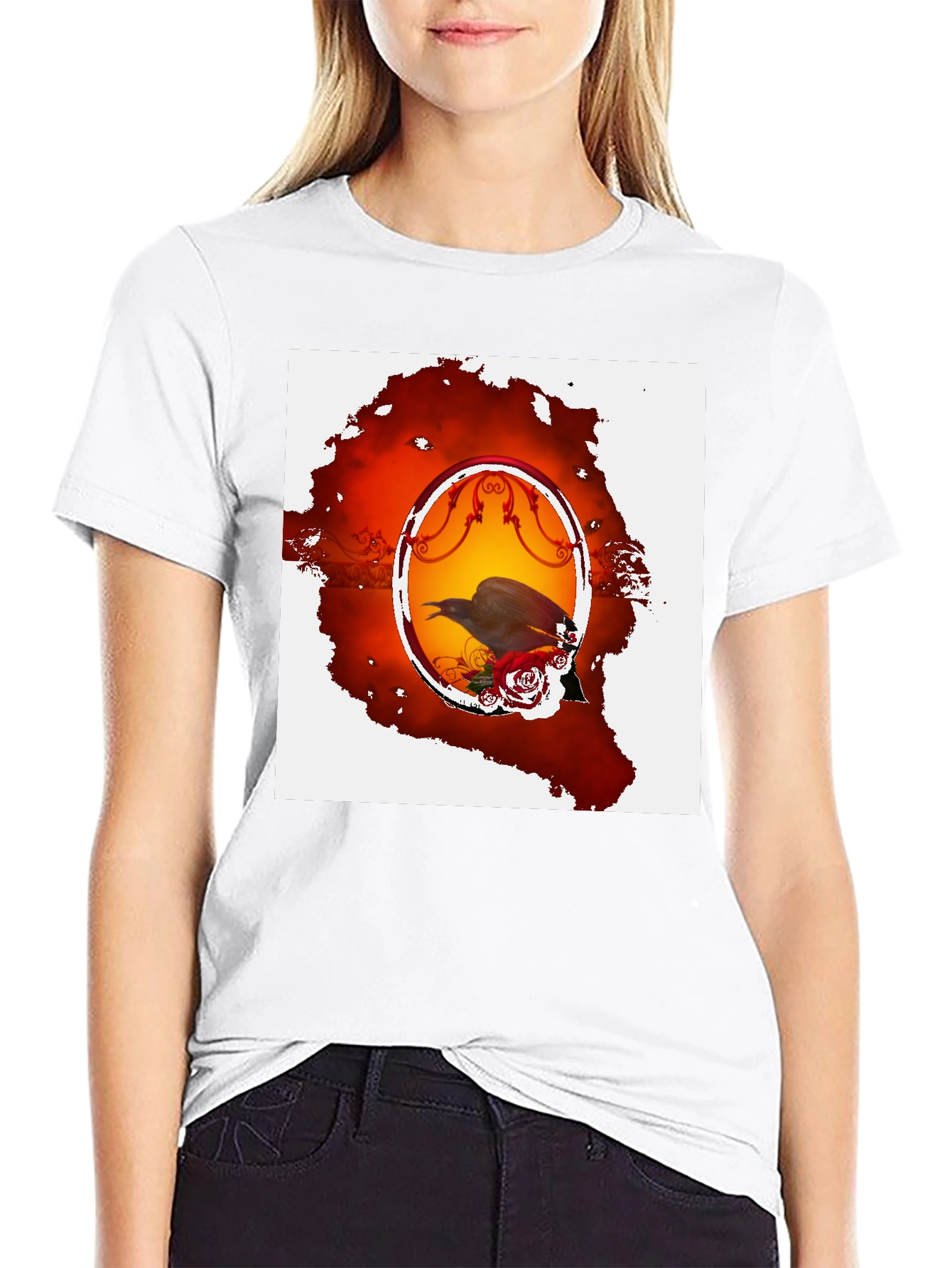 Raven & Roses Graphic Tee - Gothic Style Shirt