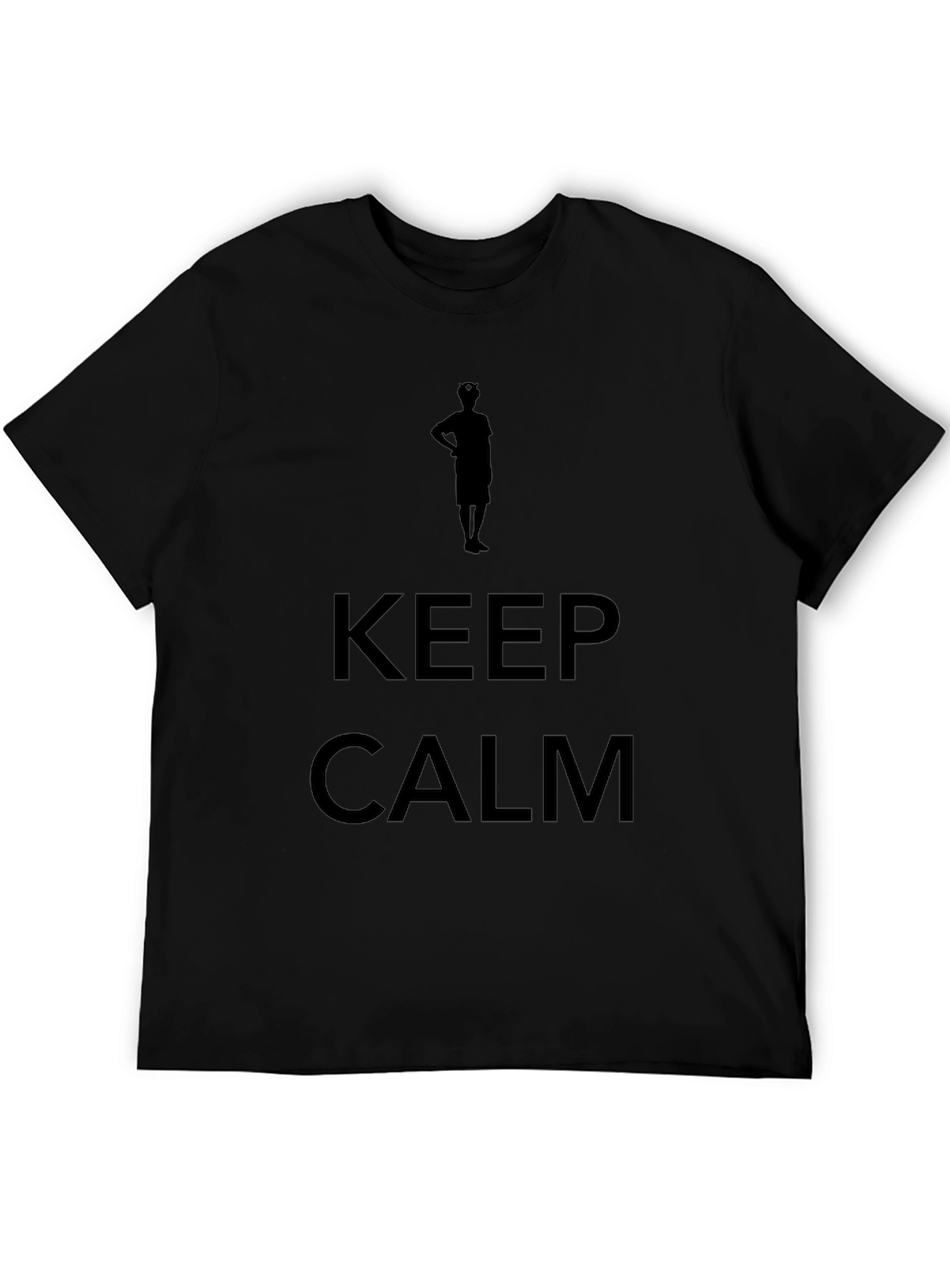 Mens Keep Calm Graphic Print Black T-Shirt