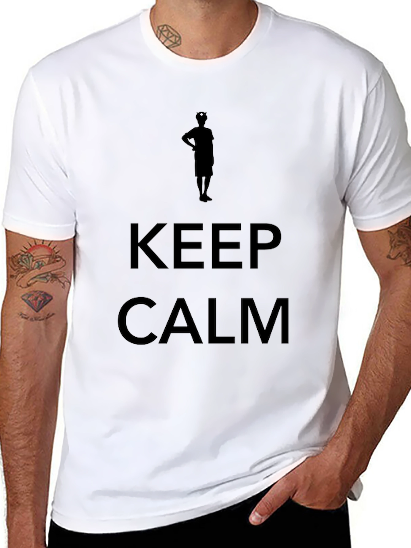 Mens Keep Calm Graphic Print Black T-Shirt