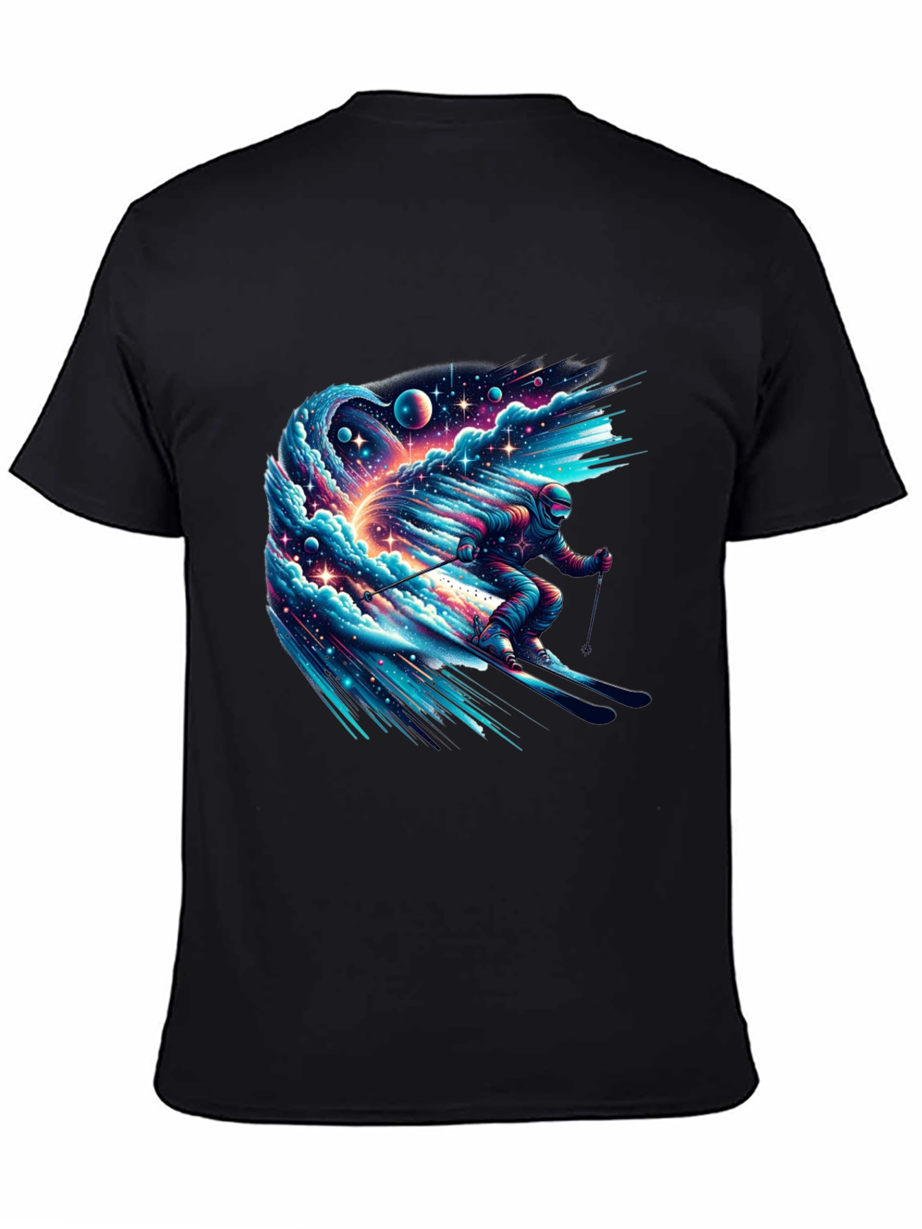 Space Skier Graphic Tee - Mens Black T-Shirt