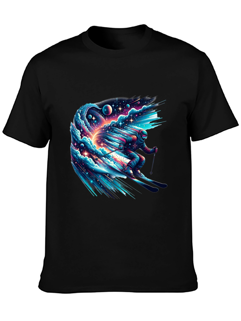 Space Skier Graphic Tee - Mens Black T-Shirt