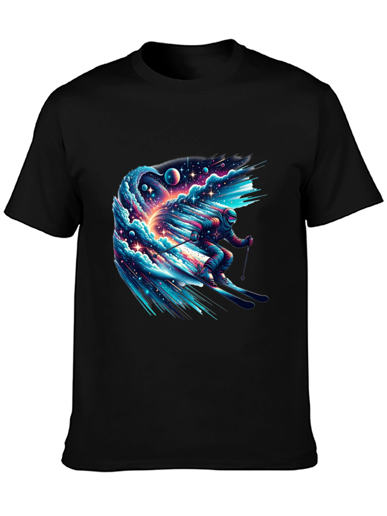 Space Skier Graphic Tee - Mens Black T-Shirt