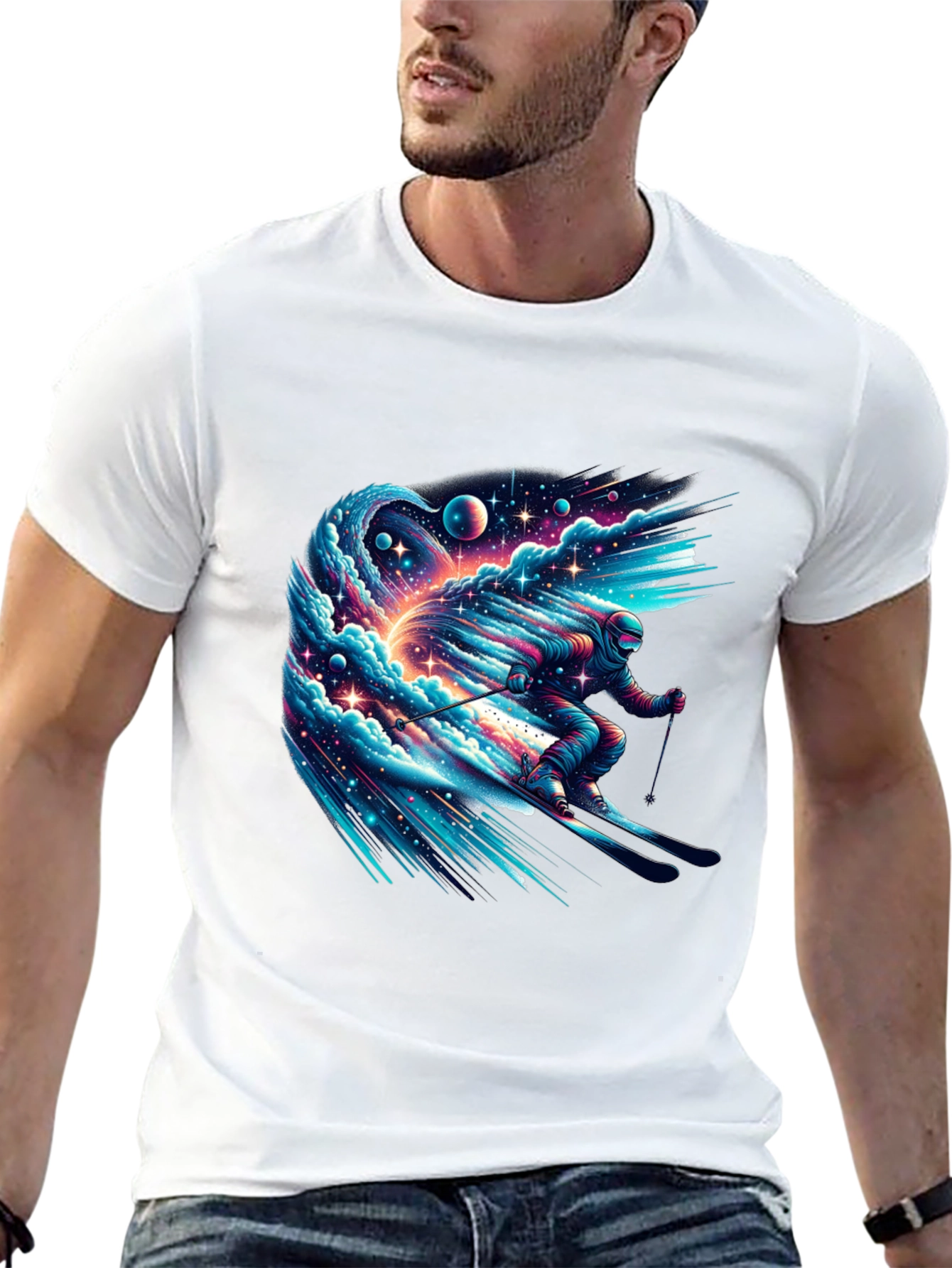 Space Skier Graphic Tee - Mens Black T-Shirt